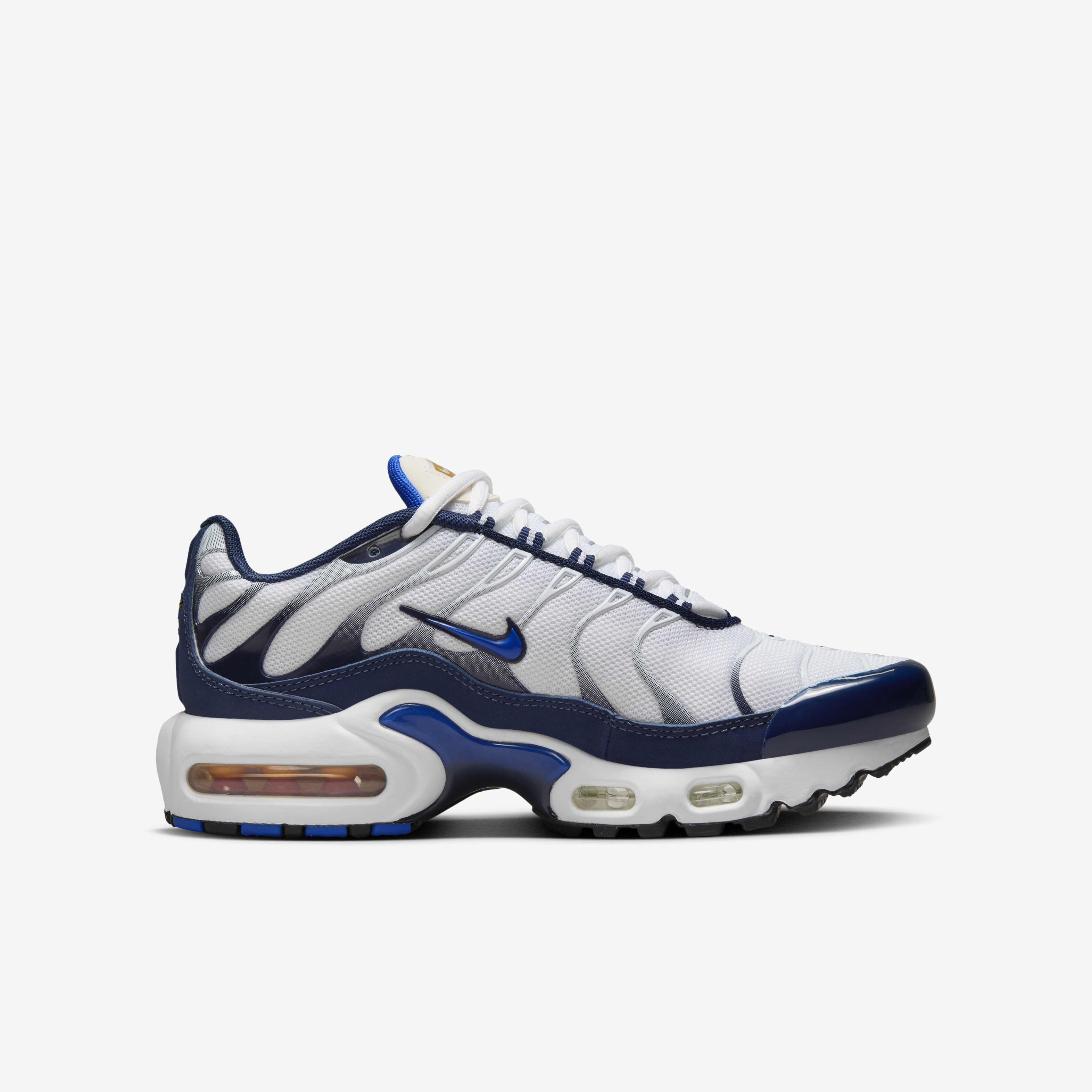 Buy Nike Air Max Plus Older Kids Shoes White Midnight Navy Bronzine Hyper Royal Nike UAE Official