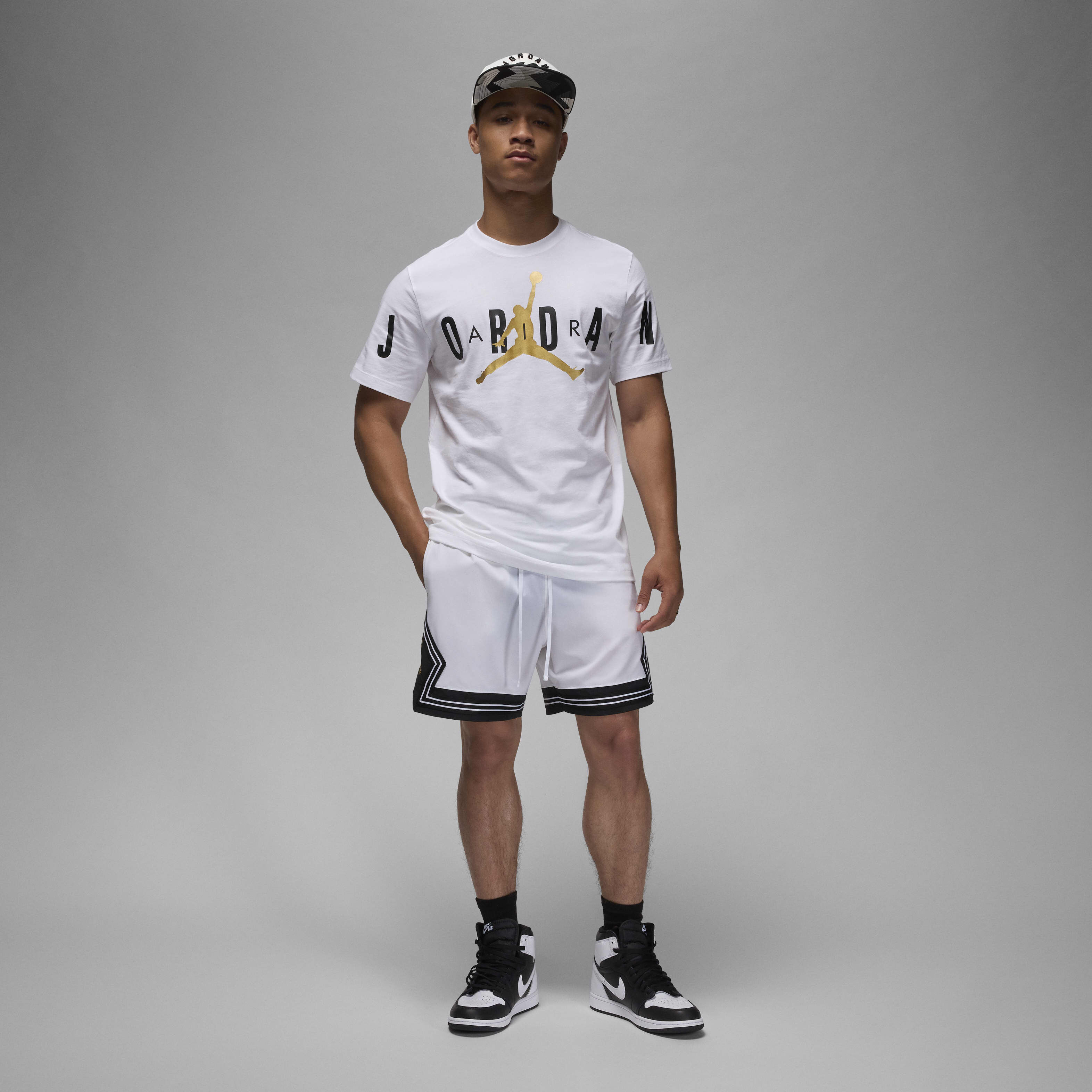 Buy Jordan Air Men's Stretch T-Shirt - White/Metallic Gold