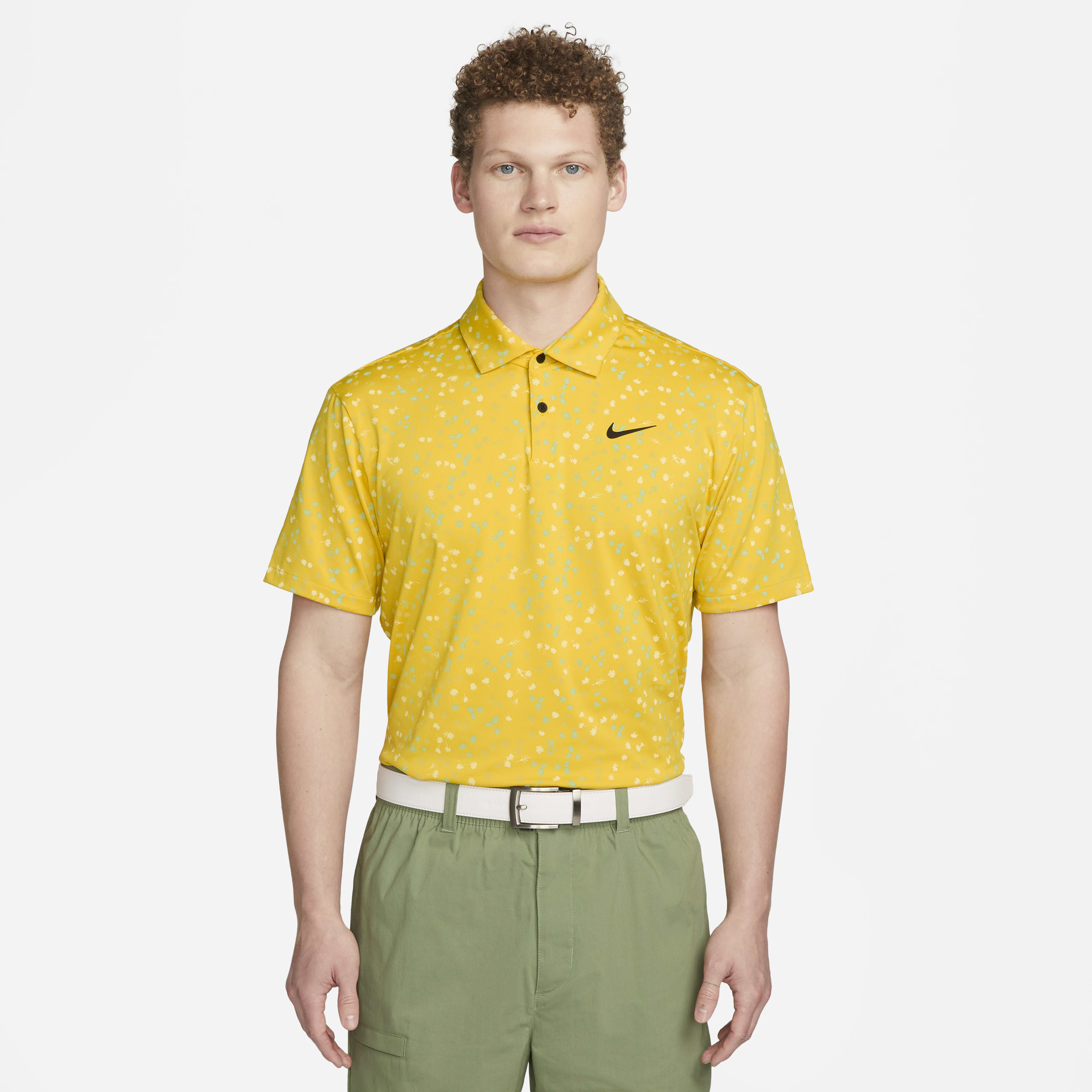 Yellow nike golf shirt discount