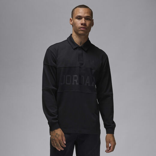Jordan Long Sleeves Shirts-Jordan, Jordan Essentials, Men's Long-Sleeve Rugby Top