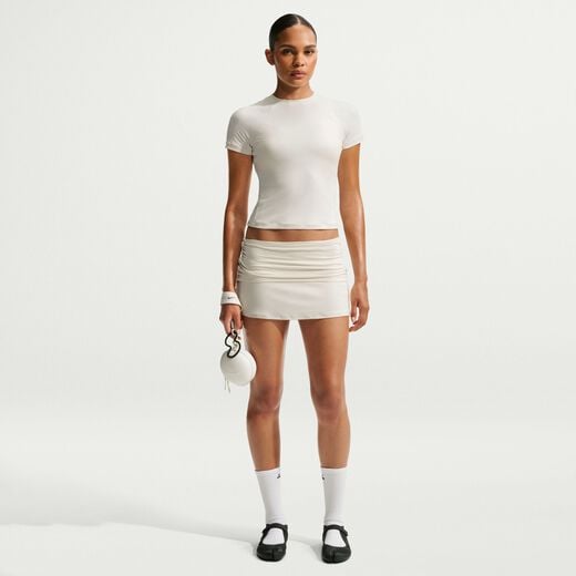 Ivory-Nike, NikeSKIMS Airy, Women's Fold-Over Waistband Skort