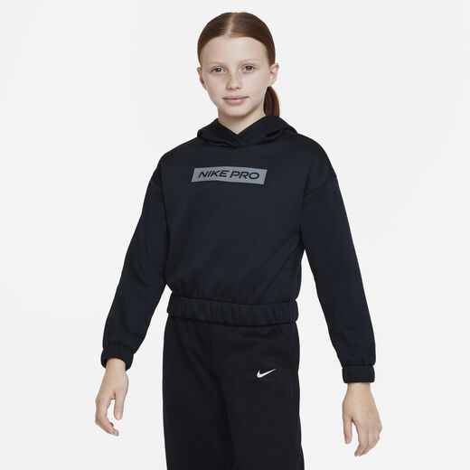 Hoodies & Sweatshirts-Nike, Nike Pro Therma-FIT, Older Kids' (Girls') Pullover Hoodie Hoodies & Sweatshirts-Nike, Nike Pro Therma-FIT, Older Kids' (Girls') Pullover Hoodie