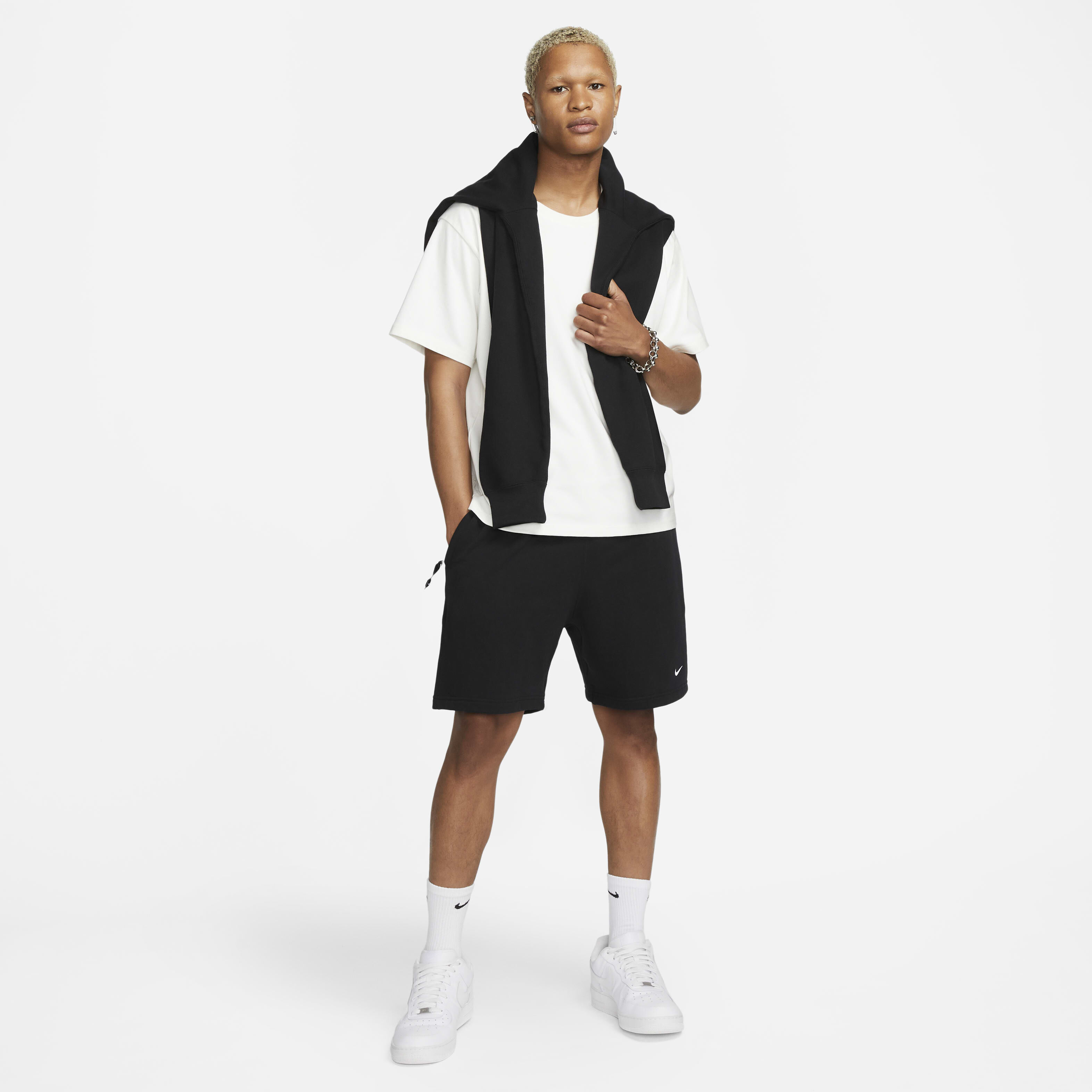 ★★Nike★★ Solo Swoosh French Terry Shorts M Black White D nike-solo-swoosh-ft-short-