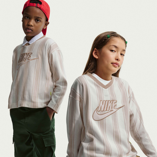 Kids' Jerseys-Nike, Nike Sportswear Collection, Older Kids' Long-Sleeve Mesh Jersey