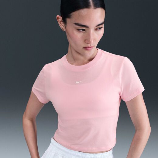 Color Shop Pink-Nike, Nike Sportswear Chill Knit, Women's Cropped T-Shirt Color Shop Pink-Nike, Nike Sportswear Chill Knit, Women's Cropped T-Shirt