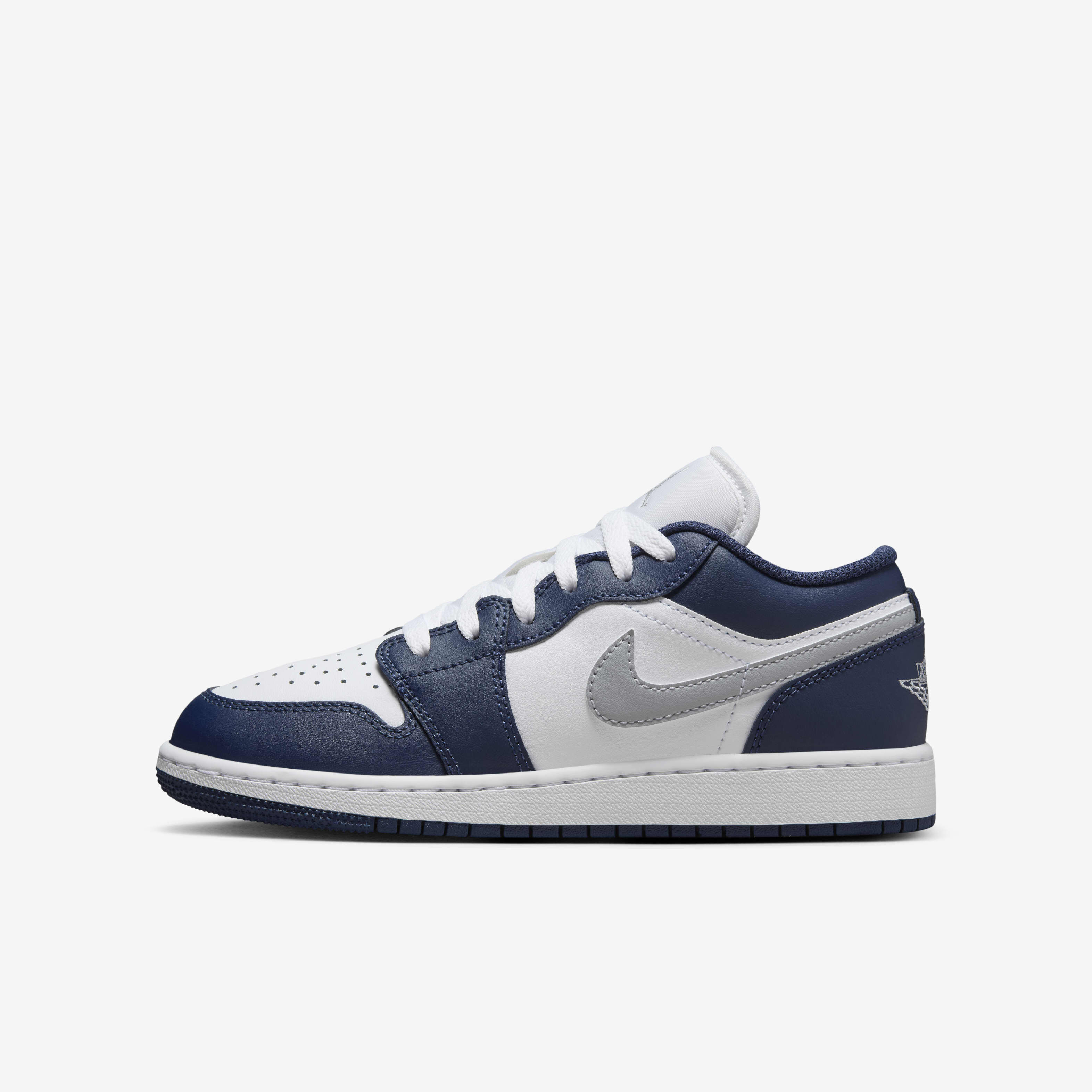 Buy Air Jordan 1 Low Older Kids Shoes White Midnight Navy Wolf Grey Nike UAE Official