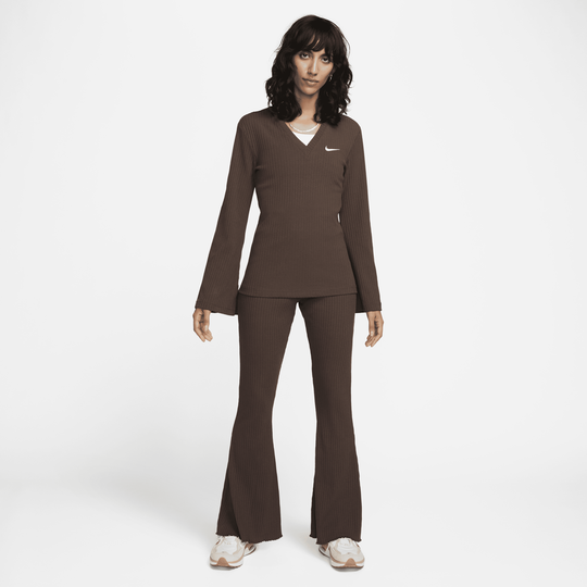 Shop Sportswear Women's Ribbed Jersey Long-Sleeve V-Neck Top | Nike UAE