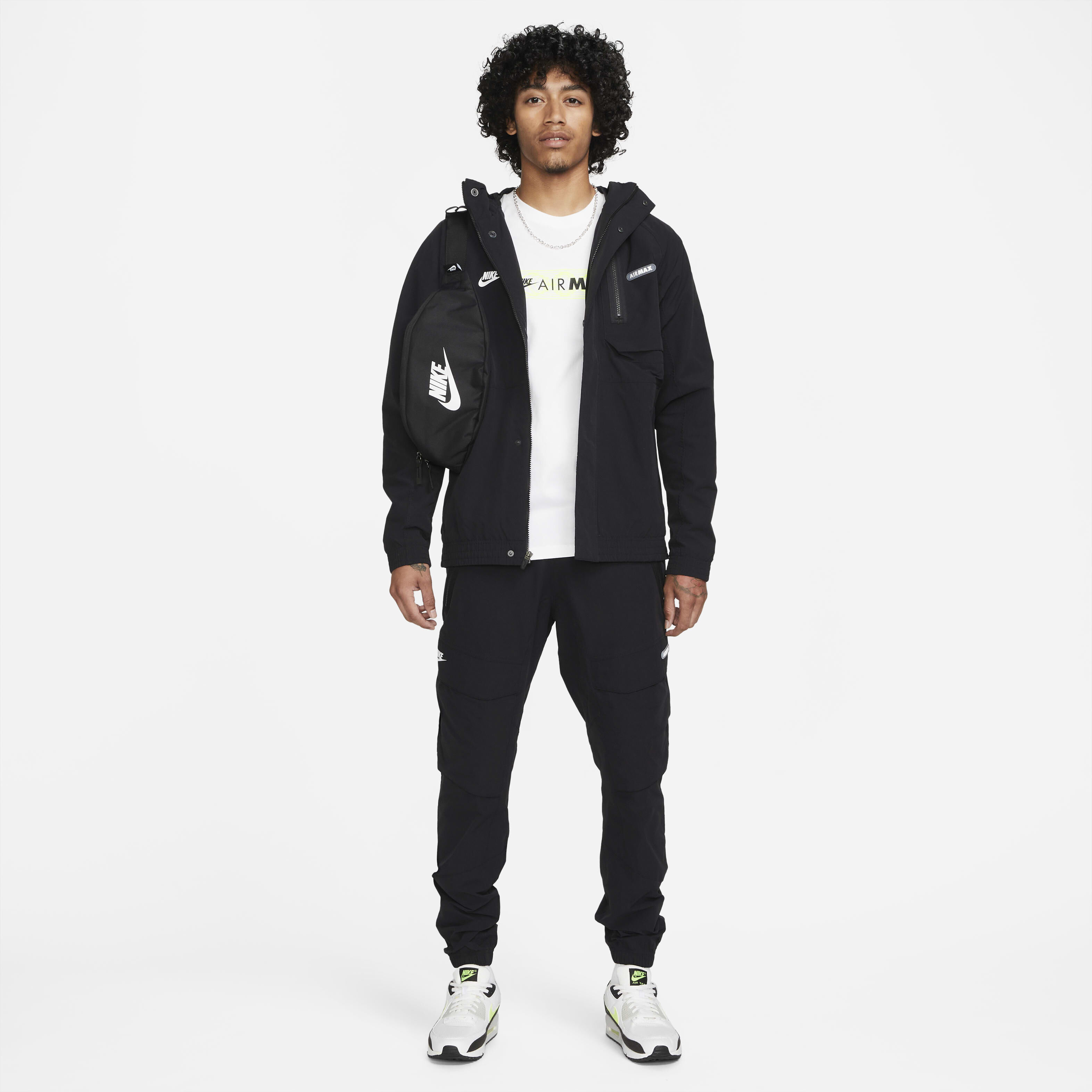 Buy Nike Sportswear Air Max Men s Woven Jacket Black Black White Nike UAE Official