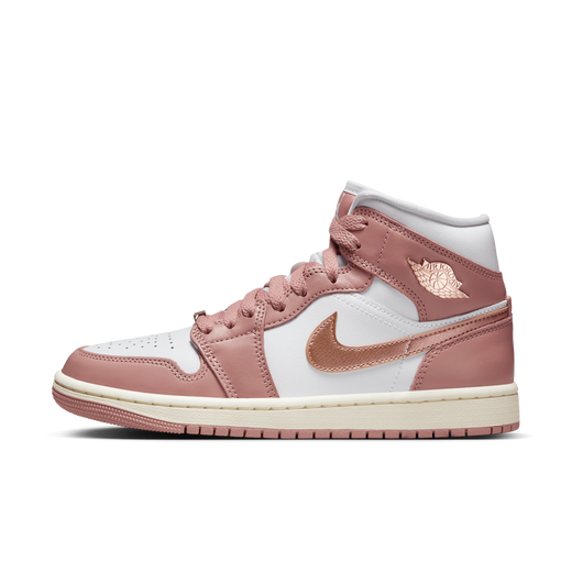 Jordan 1 mid white hot sale rose gold