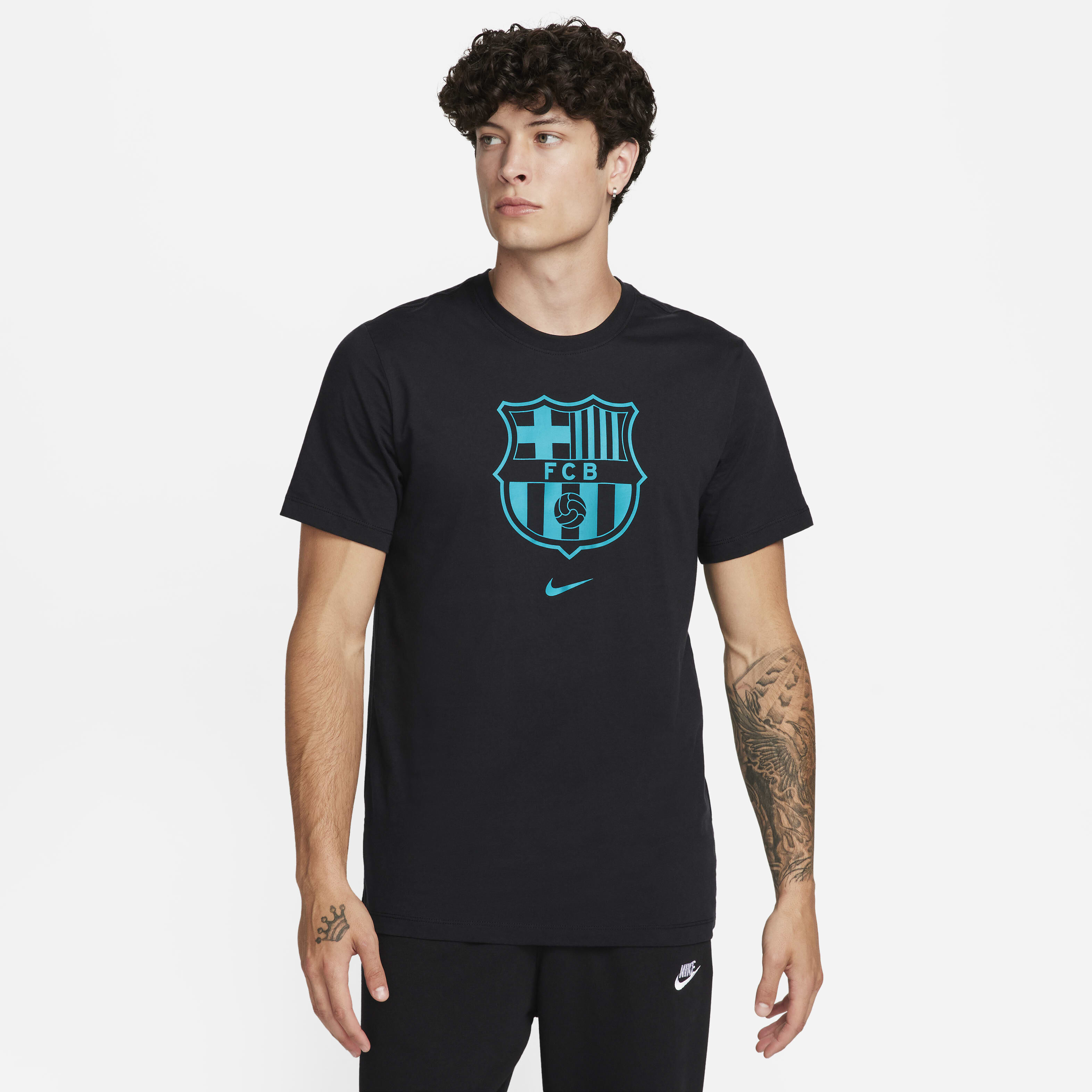Buy FC Barcelona Crest Men's Football T-Shirt - Black/Energy