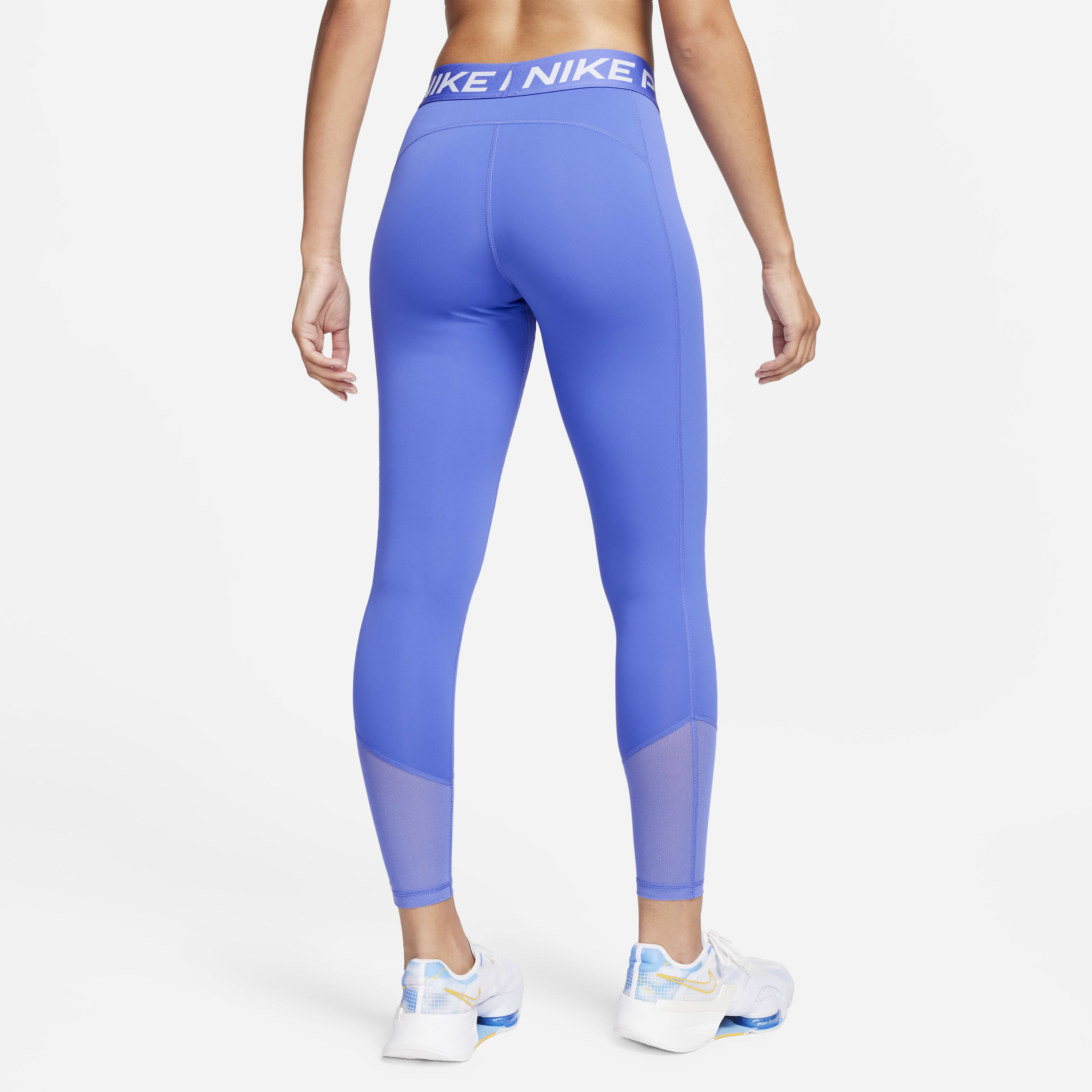 Nike training power leggings in blue tulle mesh best sale