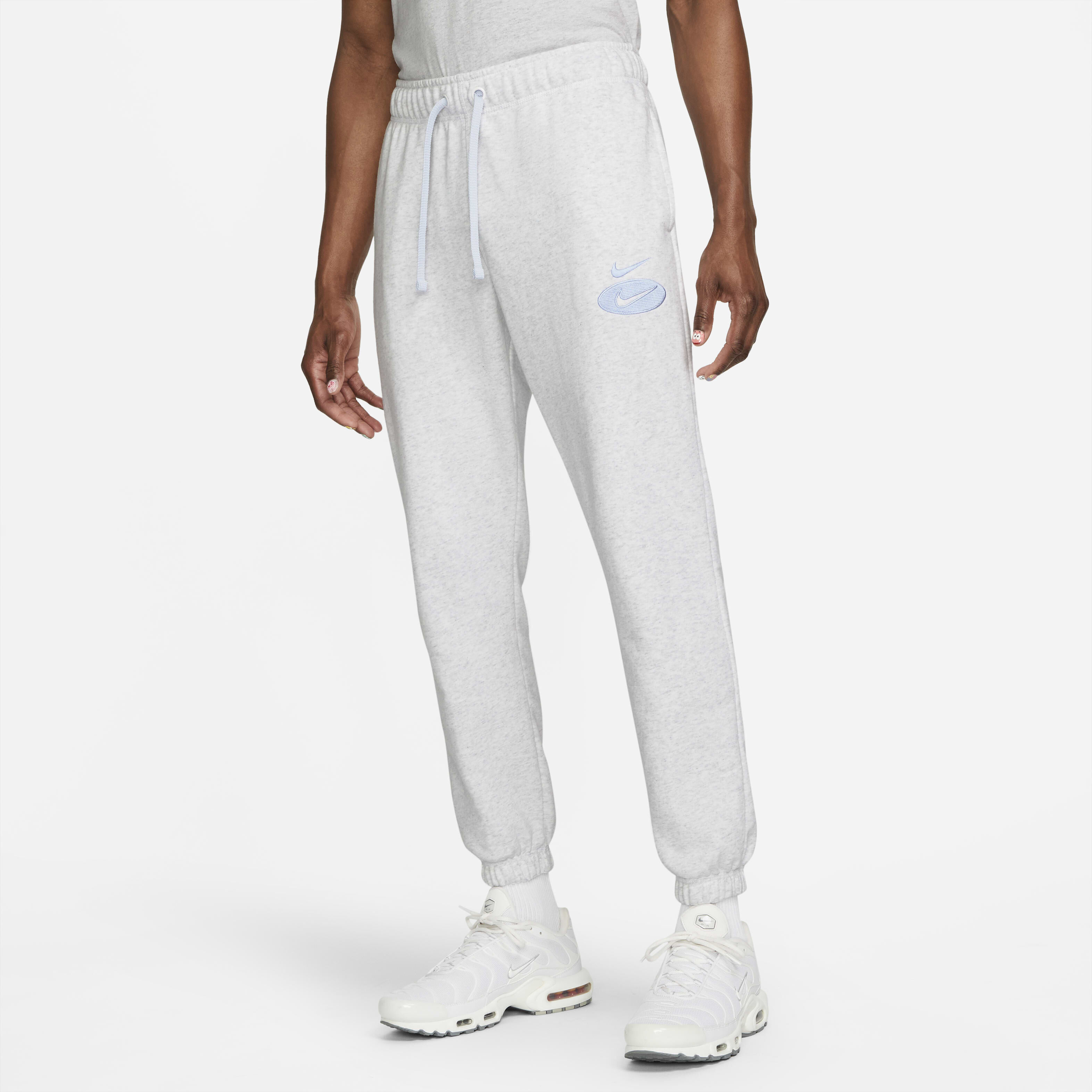 Mens grey nike swoosh joggers sale