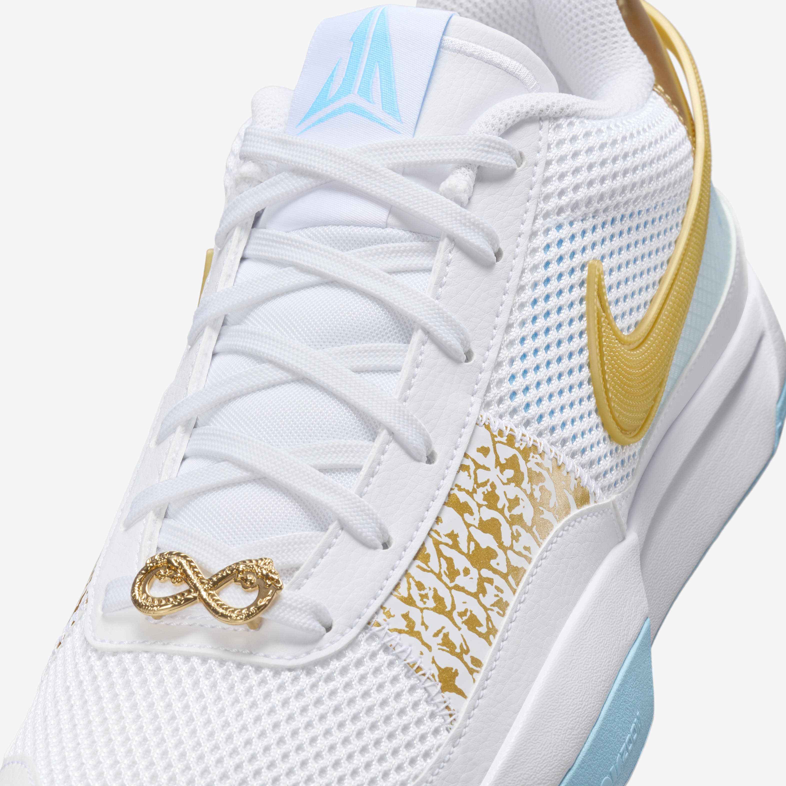 White nike basketball shoes with gold swoosh cheap