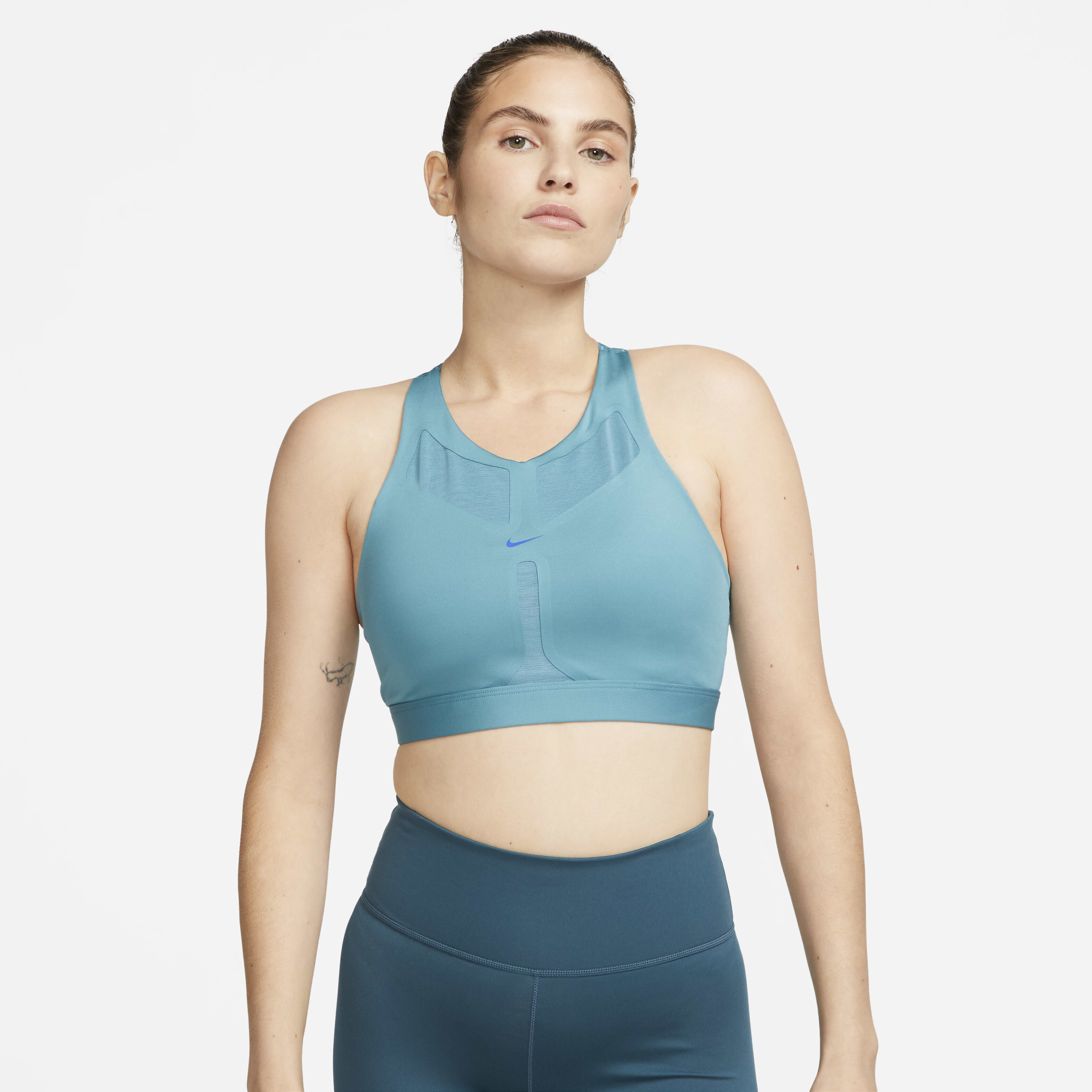 Buy Nike Swoosh Velocity Women s Medium Support Padded Sports Bra Mineral Teal Mineral Teal Hyper Royal Nike UAE Official