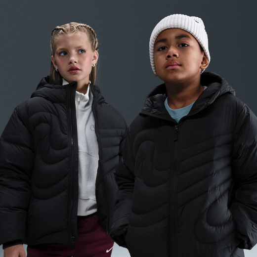 Kids' Puffer Jackets-Nike, Nike Sportswear Swoosh, Older Kids' Therma-FIT Loose Down Puffer Jacket
