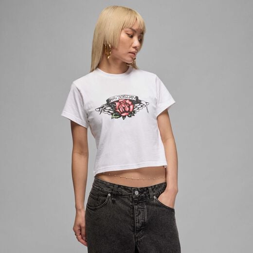 Jordan Short Sleeves Shirts-JRDN, Jordan Flight, Women's Slim-Fit Graphic T-Shirt Jordan Short Sleeves Shirts-JRDN, Jordan Flight, Women's Slim-Fit Graphic T-Shirt