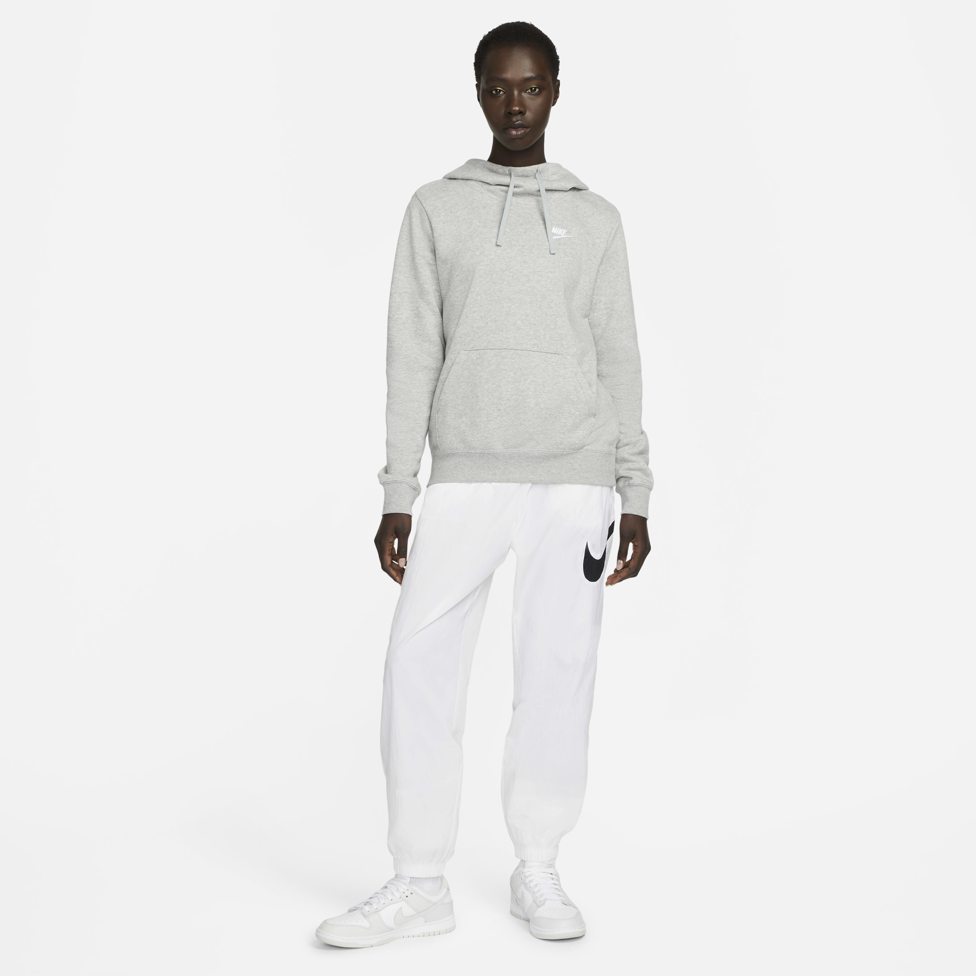 Buy Nike Sportswear Club Fleece Women s Funnel Neck Hoodie Dark Grey Heather White Nike UAE Official