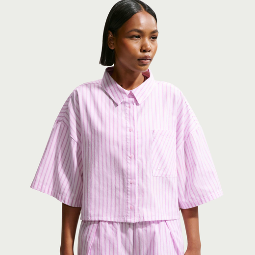 Style By-P-6000-Nike, Nike Sportswear Chill Poplin, Women's Oversized Striped Top