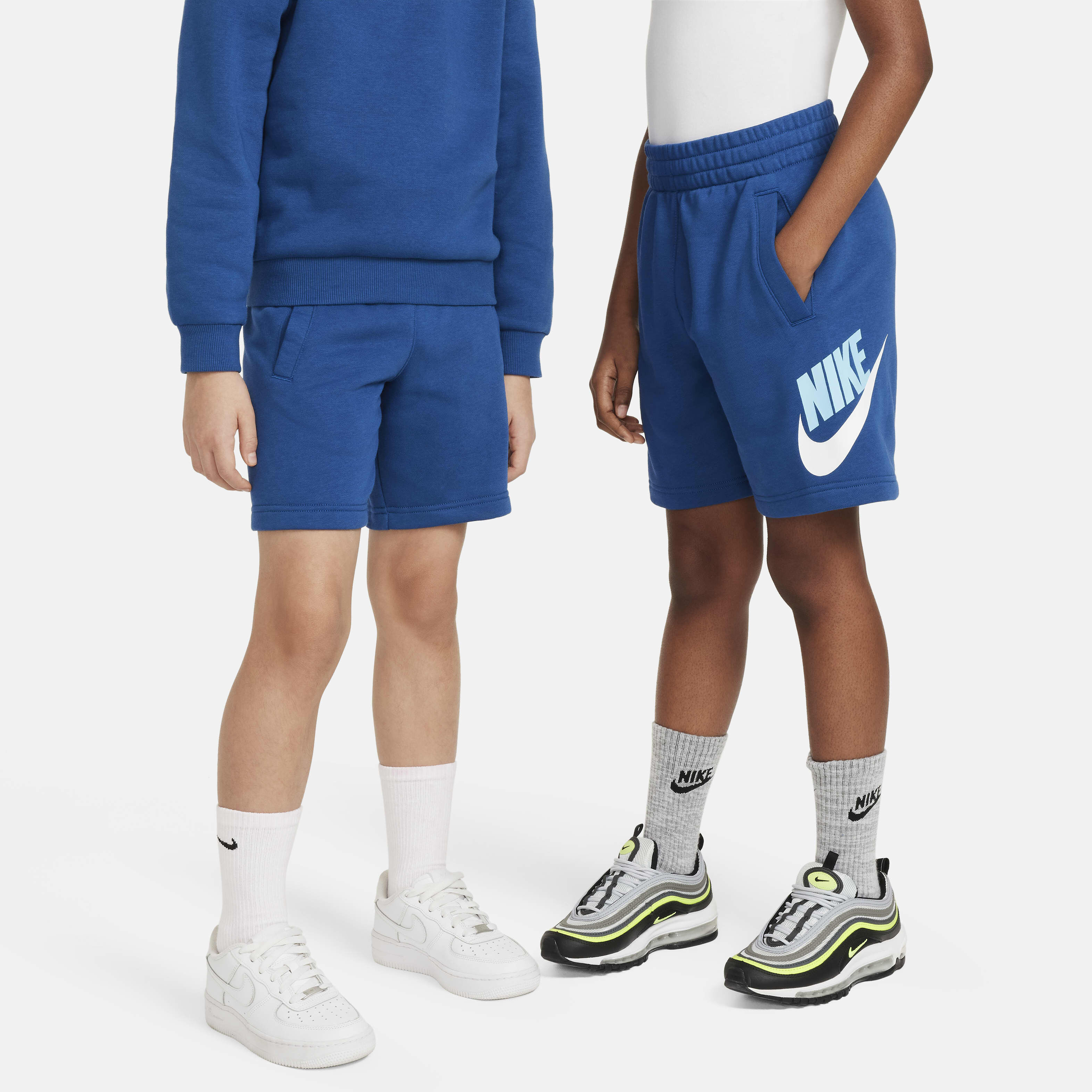 Blue nike fleece shorts shop