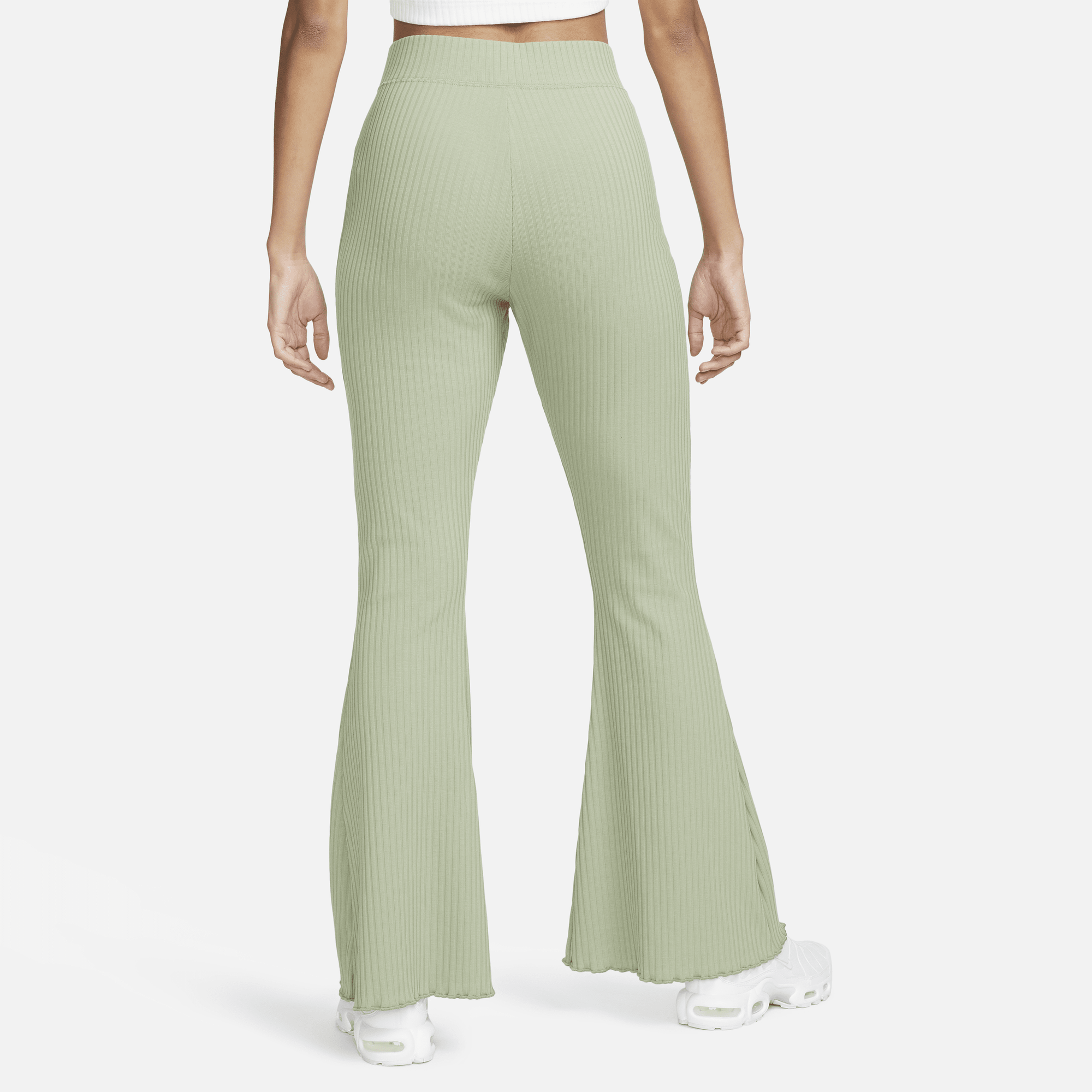Shop Sportswear Women s High Waisted Ribbed Jersey Flared Trousers