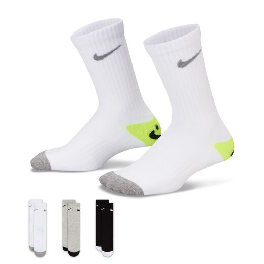 Kids Crew Socks-Nike, Nike Smiley Crew Socks (6 Pairs), Little Kids Dri-FIT Socks