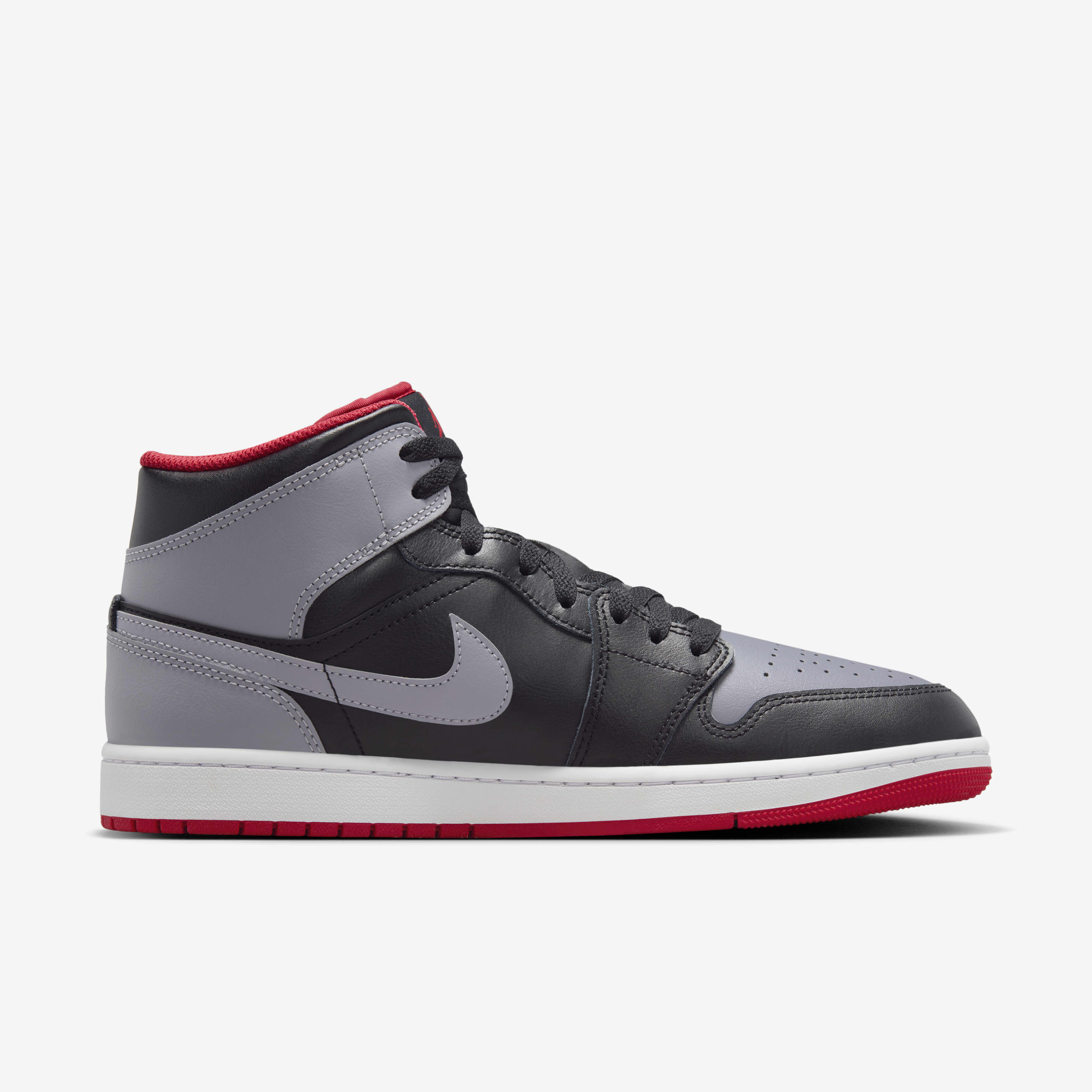 Jordan 1 mid black grey red best sale