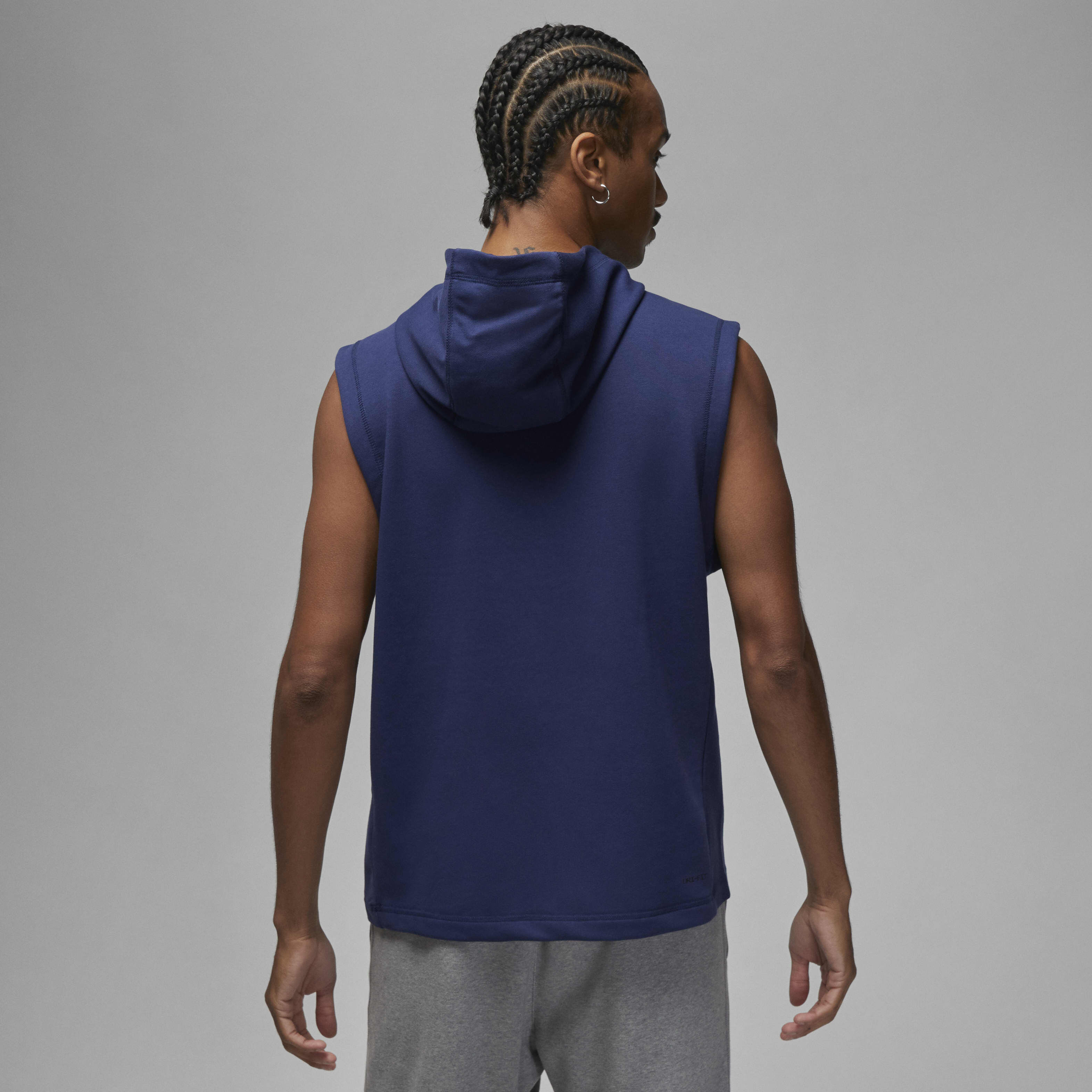 Buy Jordan Dri FIT Sport Men s Fleece Sleeveless Hoodie Midnight Navy White Nike UAE Official