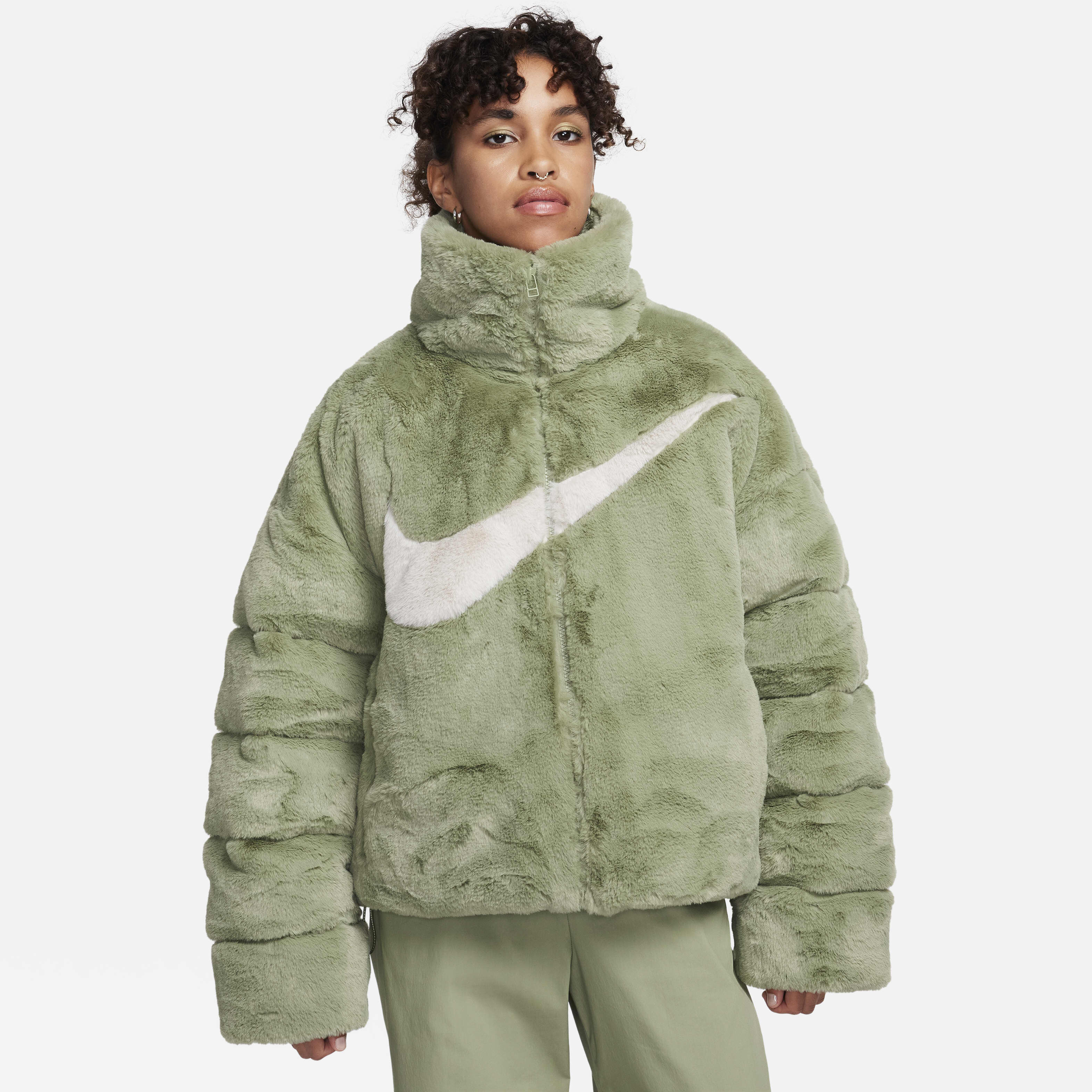 Nike green puffer jacket best sale