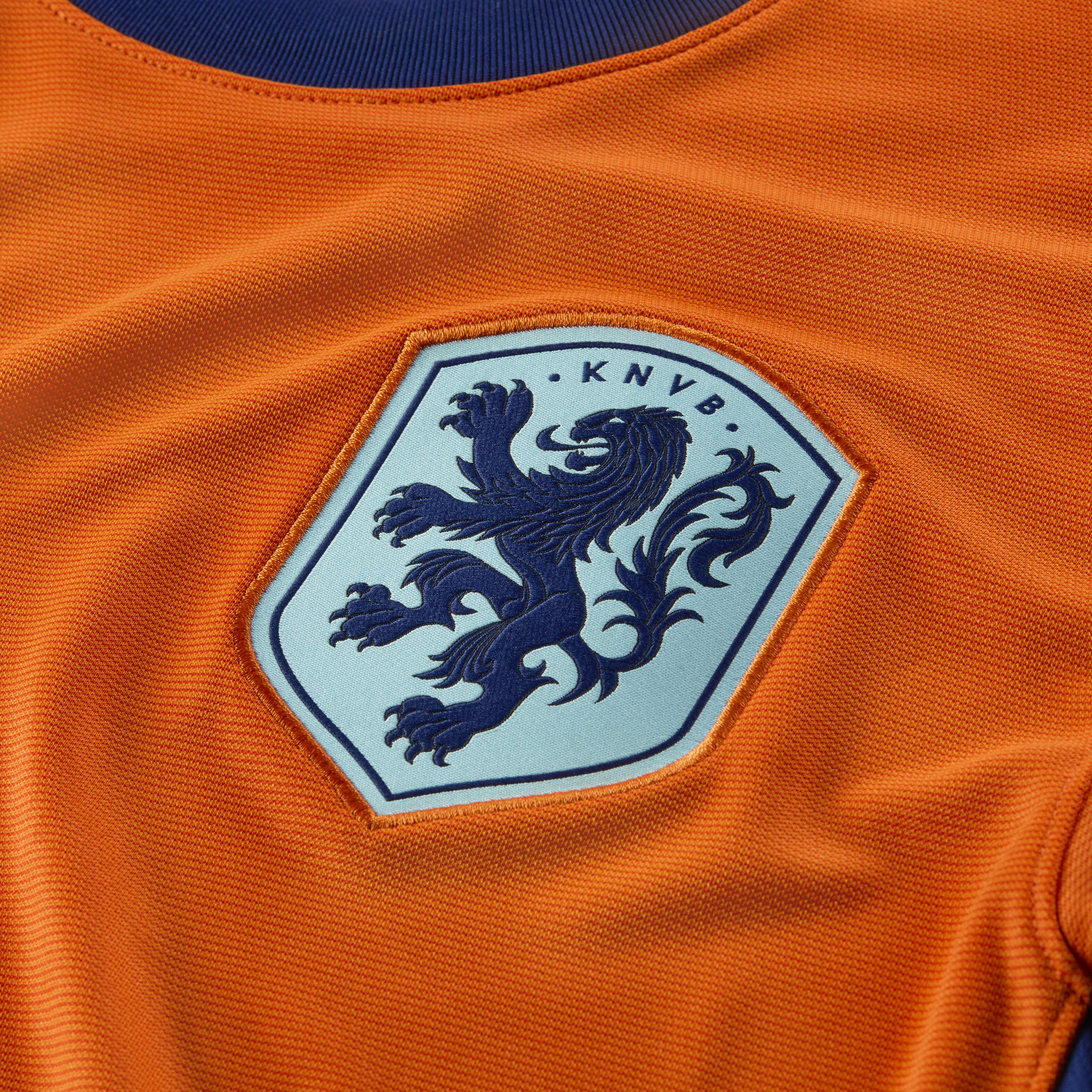 Buy Netherlands Men s Team 2024 25 Stadium Home Men s Nike Dri FIT Football Replica Shirt Safety Orange Blue Void Copa Blue Void Nike UAE Official