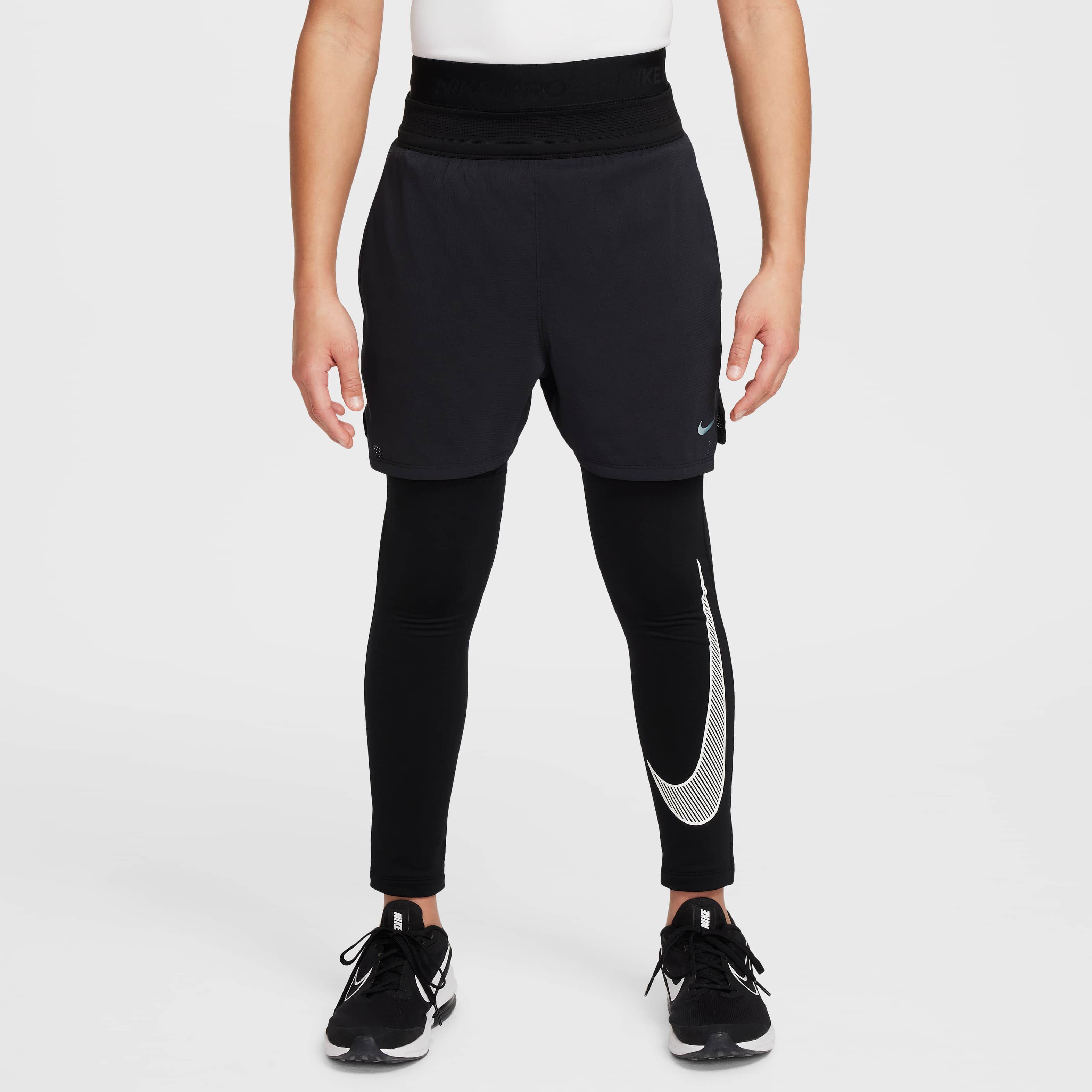 Buy Nike Pro Warm Older Kids Boys Dri FIT Training Tights Black White Nike UAE Official