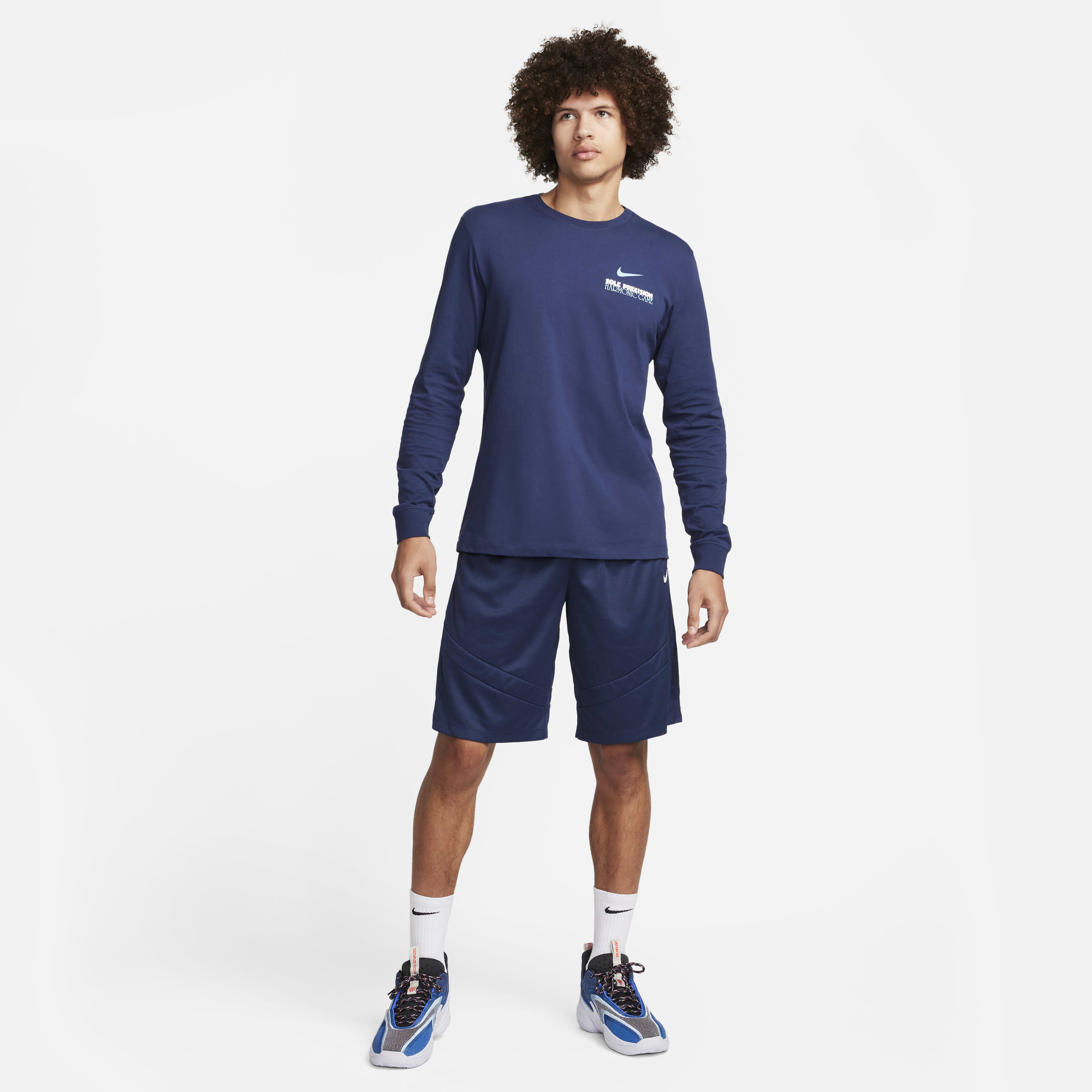 Buy Nike Icon Men s Dri FIT 28cm approx. Basketball Shorts Midnight Navy Midnight Navy White Nike UAE Official