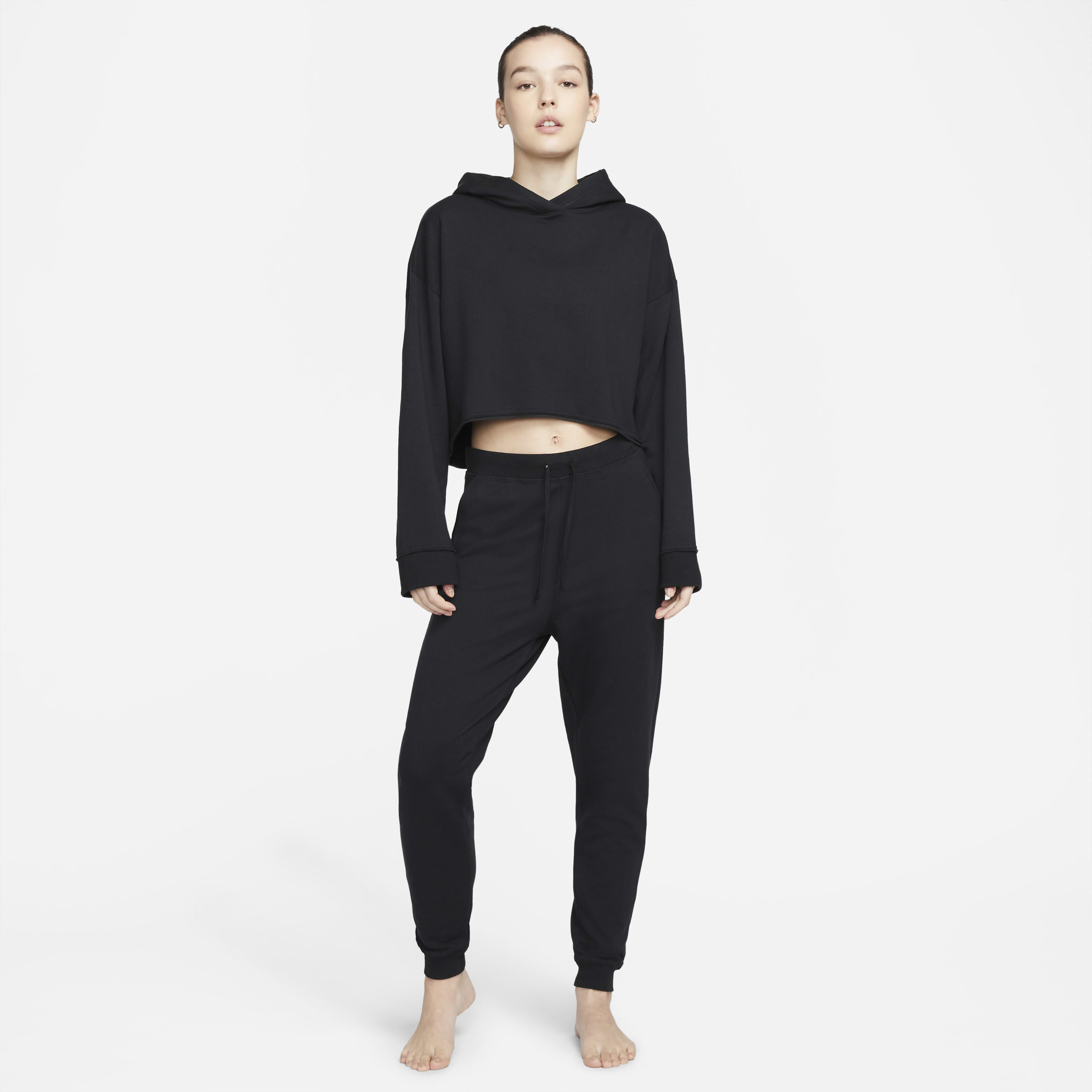 Nike training yoga luxe cropped hoodie in black outlet