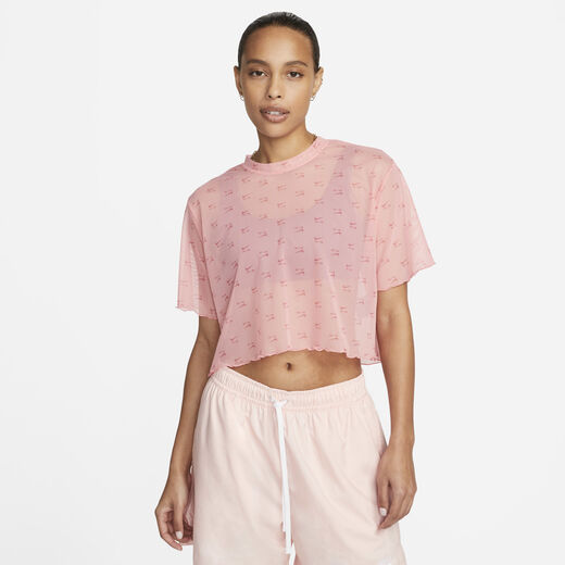 T-Shirts & Tops-Nike, Nike Air, Women's Printed Mesh Short-Sleeve Crop Top