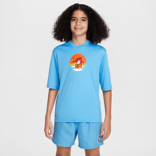Kids' Swimwear-Nike Swim, Nike Swim Hydroguard, Big Kids' (Boys') Dri-FIT Short-Sleeve Top