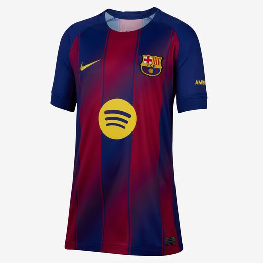 ملابس وقمصان الفريق-نايكي, FC برشلونة 26/2025 ستيديوم الأساسي, تيشيرت كرة القدم نايكي دراي-فت طبق الأصل للأطفال الكبار