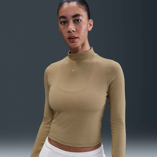 Women's Long Sleeves Shirts-Nike, Nike Sportswear Essential, Women's Ribbed Mock-Neck Long-Sleeve Top