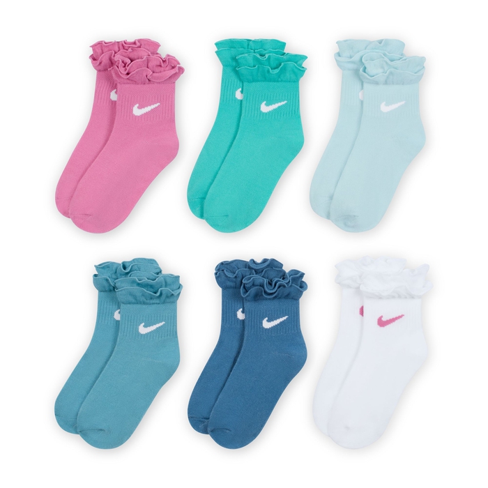 Buy Nike Little Kids' Ruffle Ankle Socks (6 Pairs) - Magic Flamingo ...