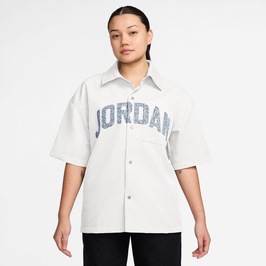 Women's T Shirts-JRDN, Jordan Flight, Women's Woven Short-Sleeve Top