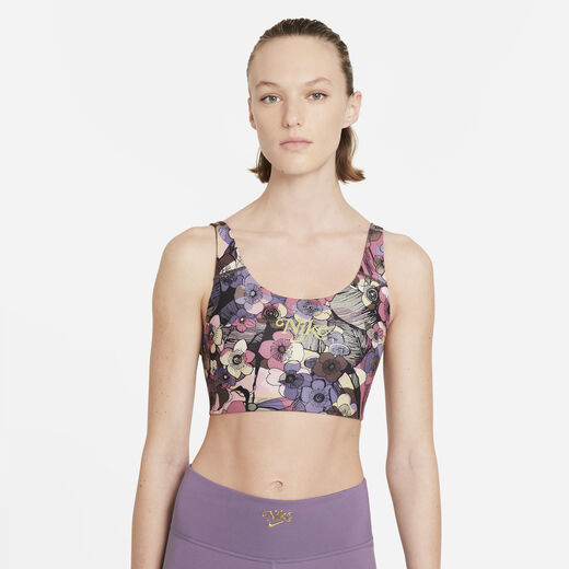 صدريات رياضية-نايكي, Nike Dri-FIT Swoosh, صدرية رياضية فلورا بدعم متوسط وحشوة واحدة للنساء