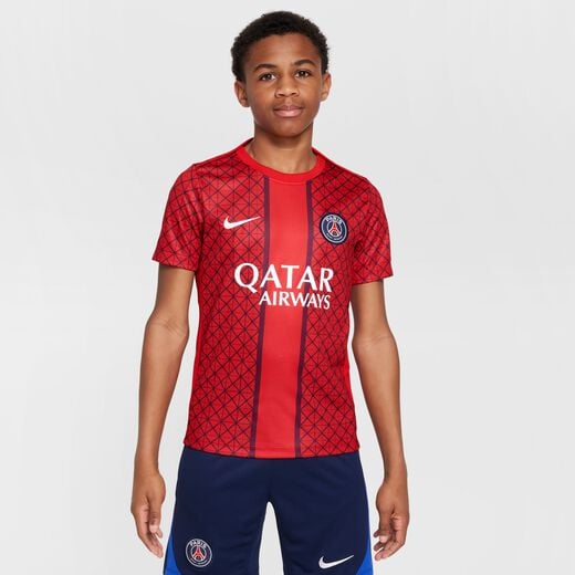 New In Kids' Short Sleeves Shirts-Nike, Paris Saint-Germain Academy Pro Home, Older Kids' Nike Dri-FIT Football Pre-Match Short-Sleeve Top