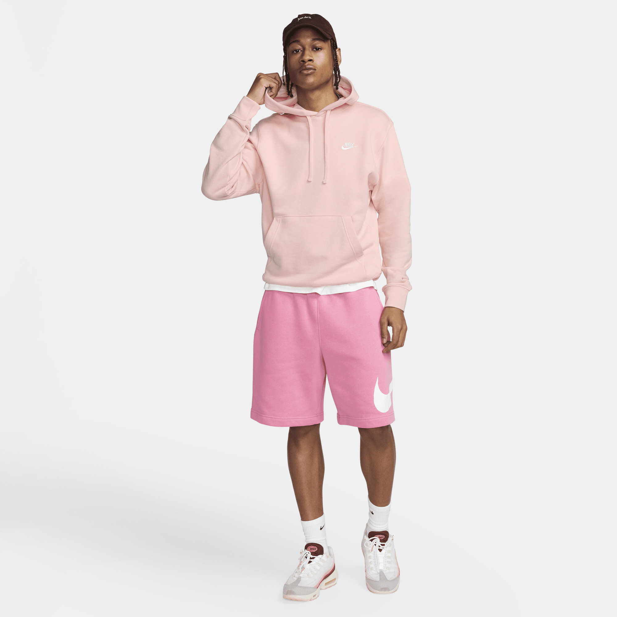 Nike sportswear club sale fleece shorts pink