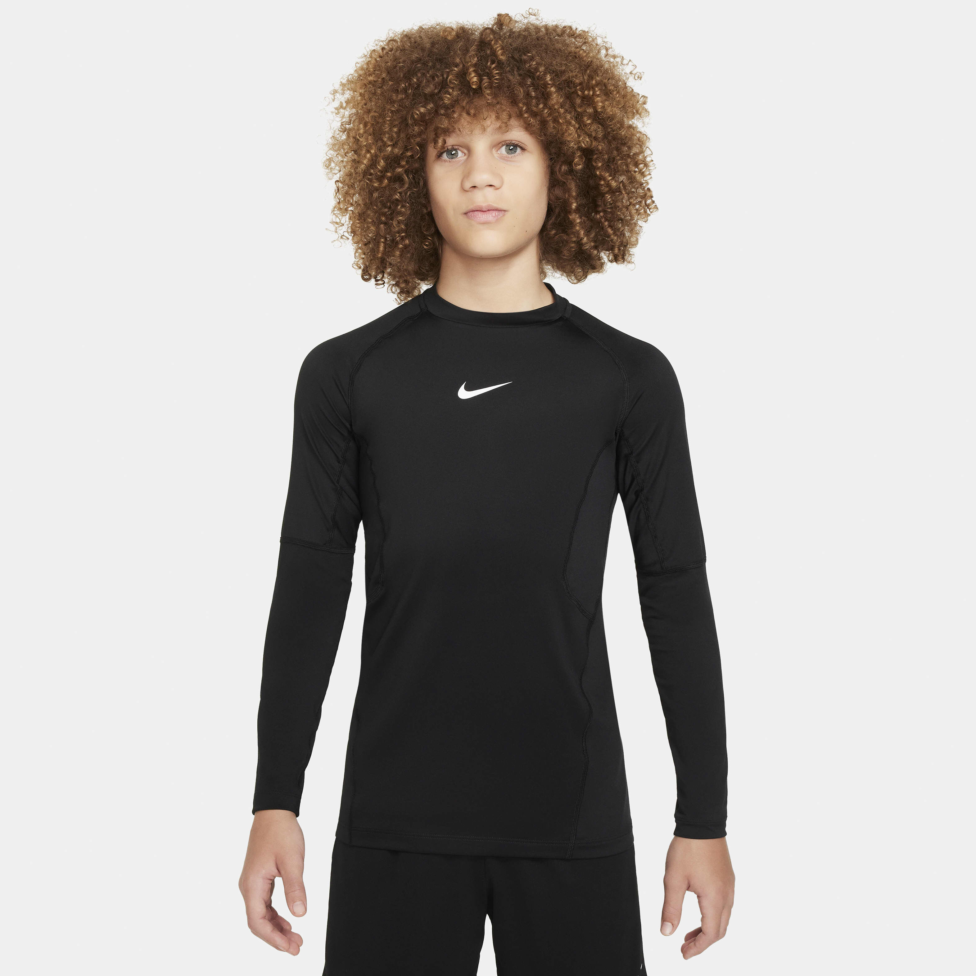 Buy Nike Pro Older Kids Boys Dri FIT Long Sleeve Top Black White Nike UAE Official