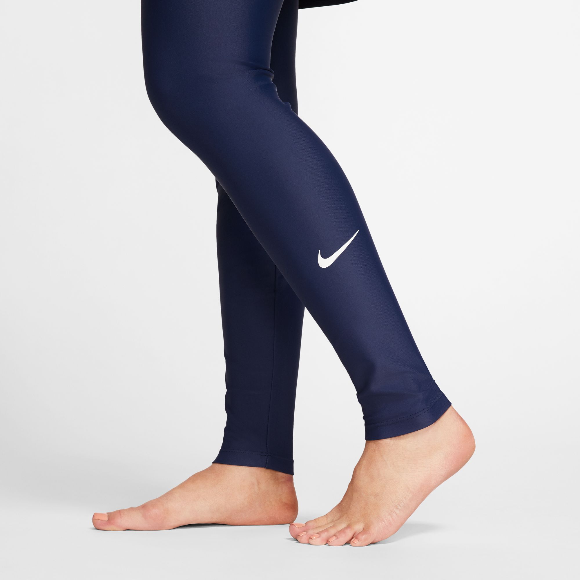 Buy Nike Victory Women s Slim Full Coverage Swim Leggings Midnight Navy Midnight Navy White Nike UAE Official