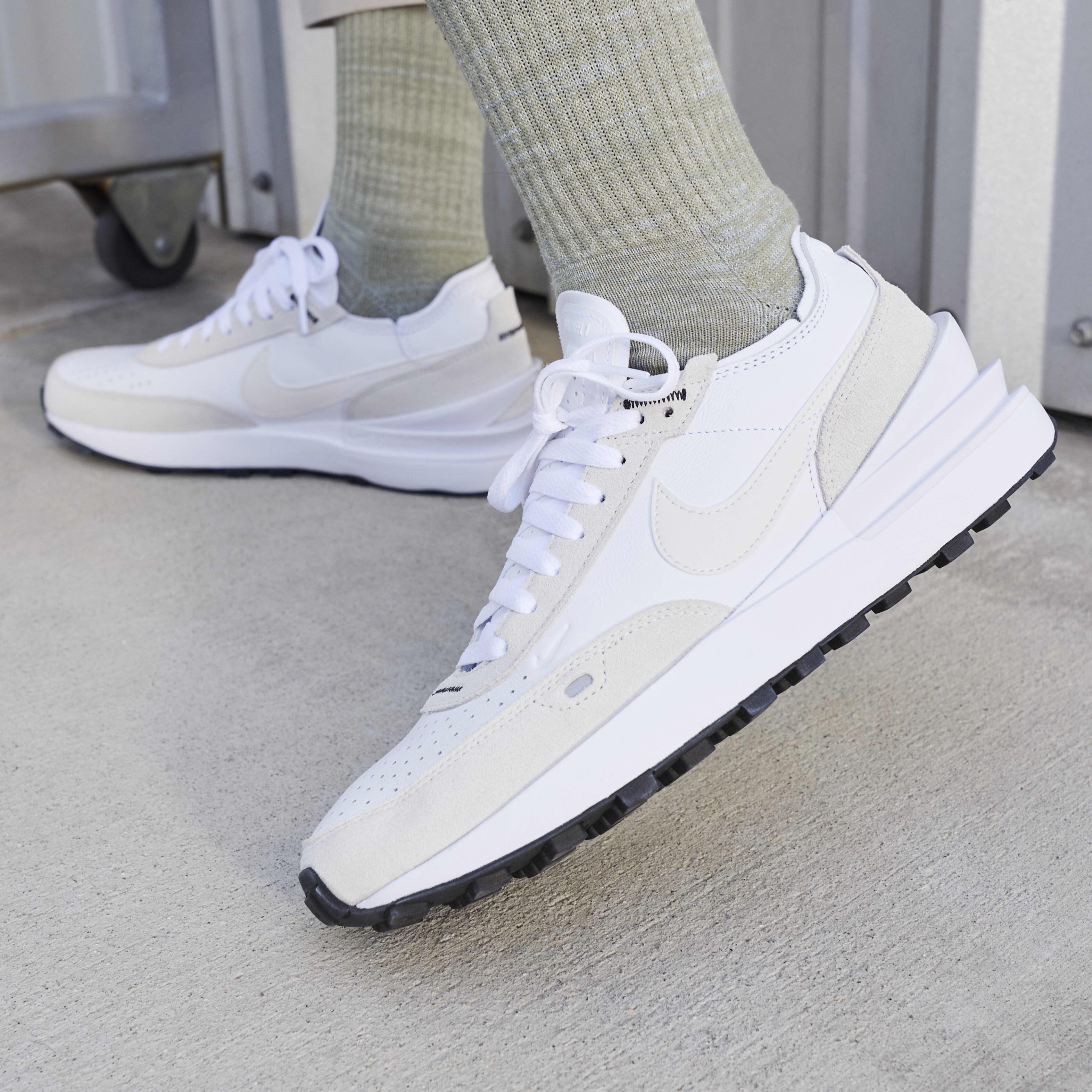 Buy Nike Waffle One Leather Men's Shoes White/Summit White/Black