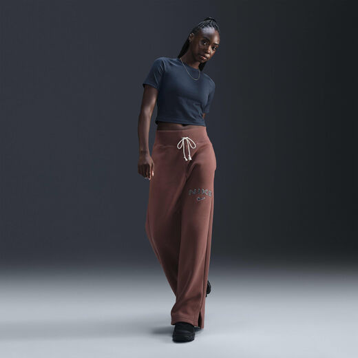 NBA Collection-Nike, Nike Sportswear Phoenix Fleece, Women's High-Waisted Wide-Leg Logo Trousers