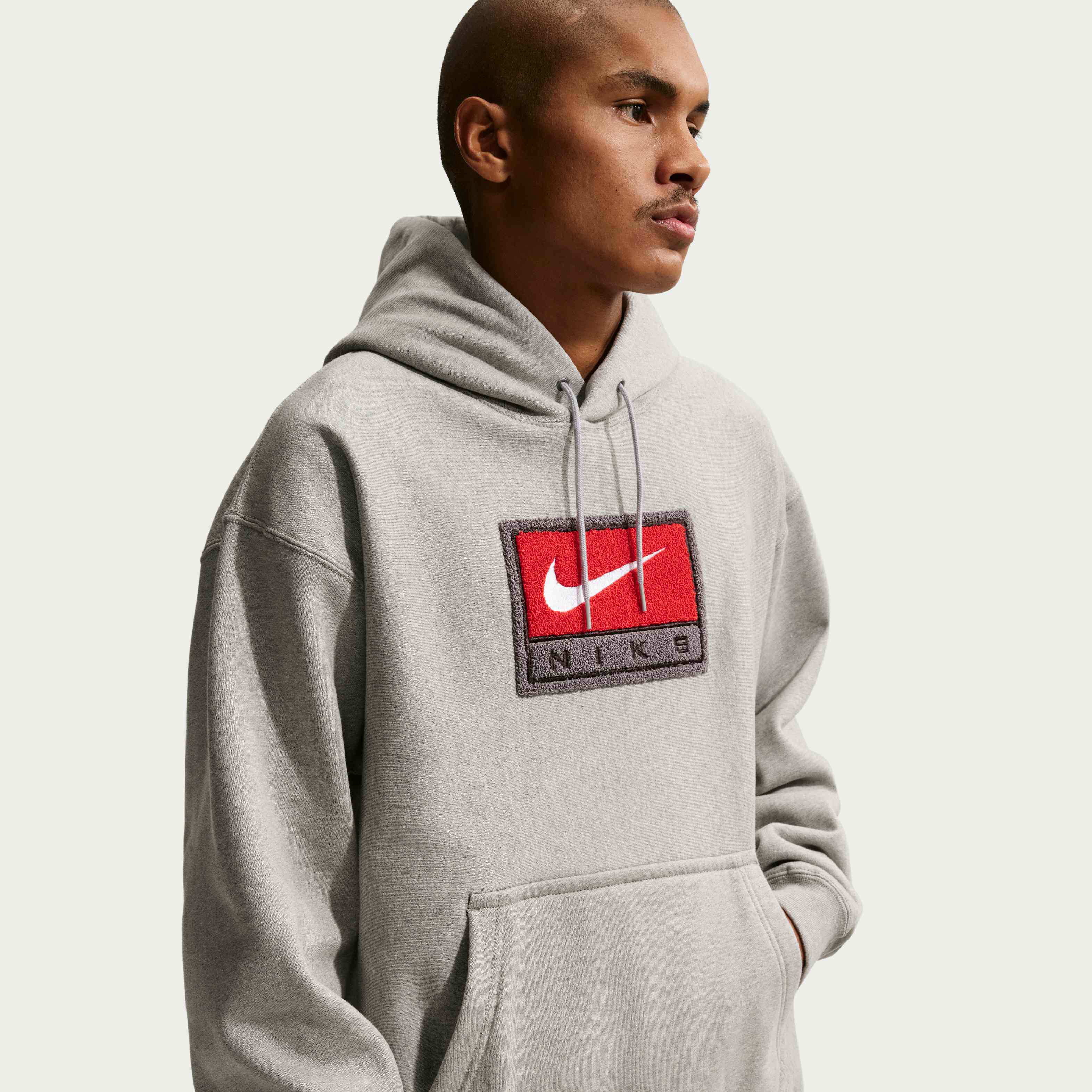 nike hoodie grey and red