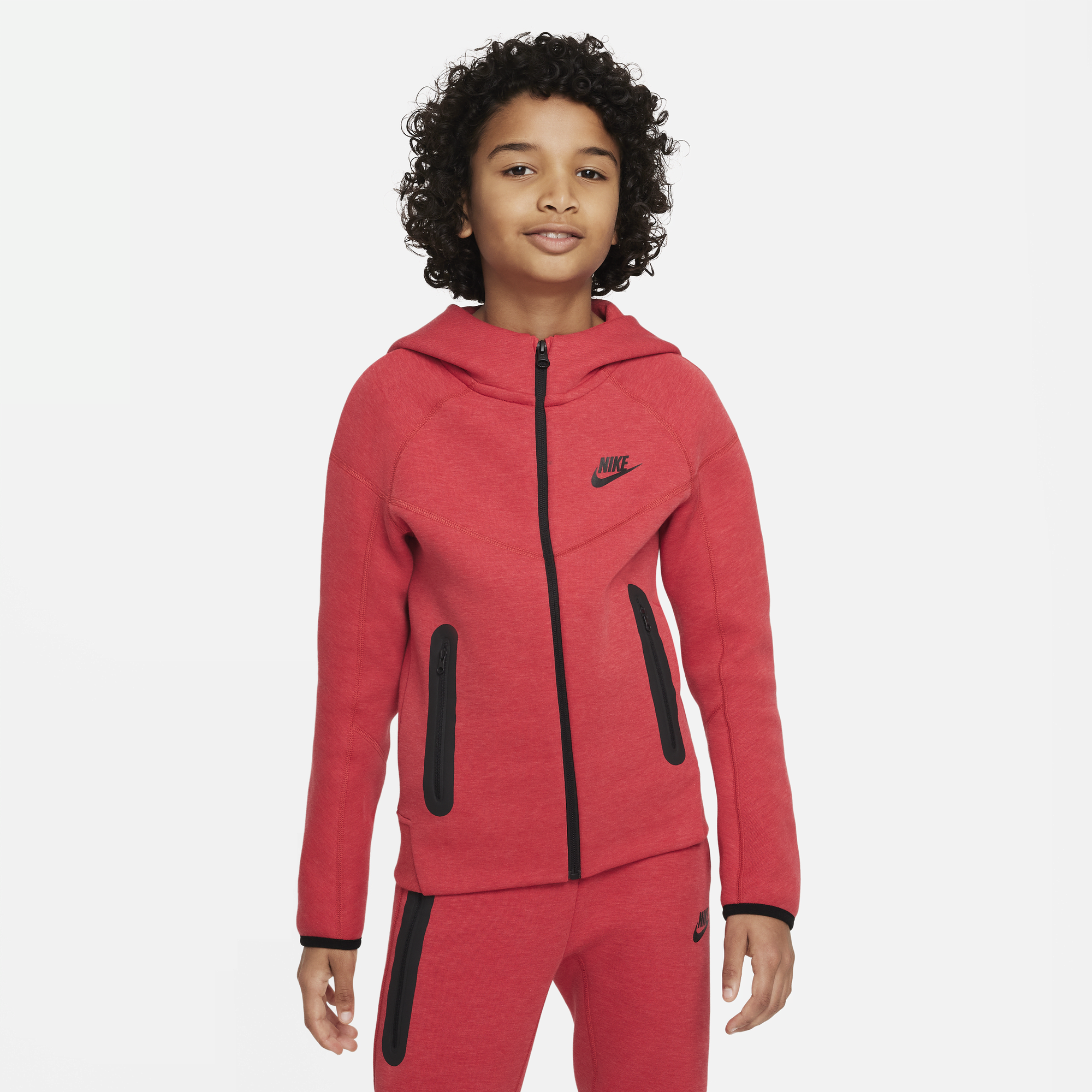 Red nike tech fleece hoodie hotsell