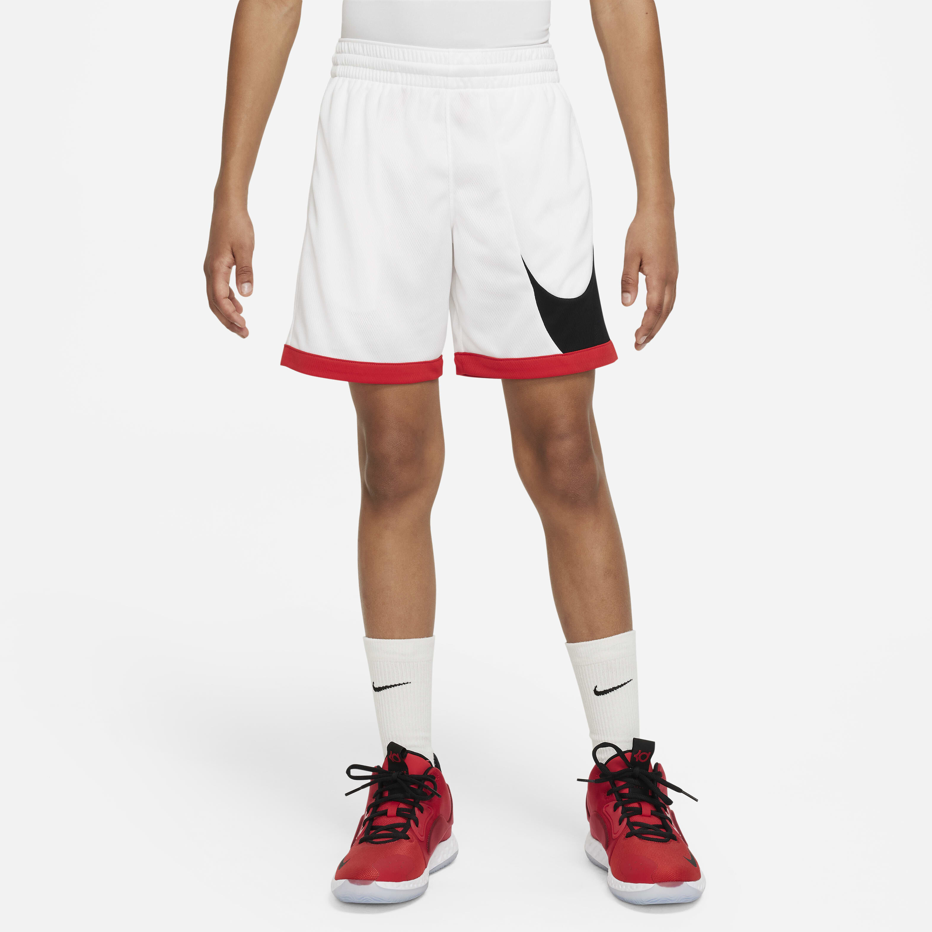 Youth white basketball shorts top