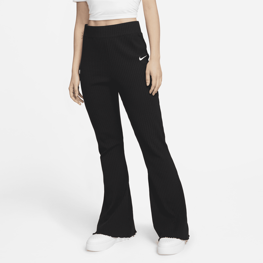 Shop Sportswear Women s High Waisted Ribbed Jersey Flared Trousers