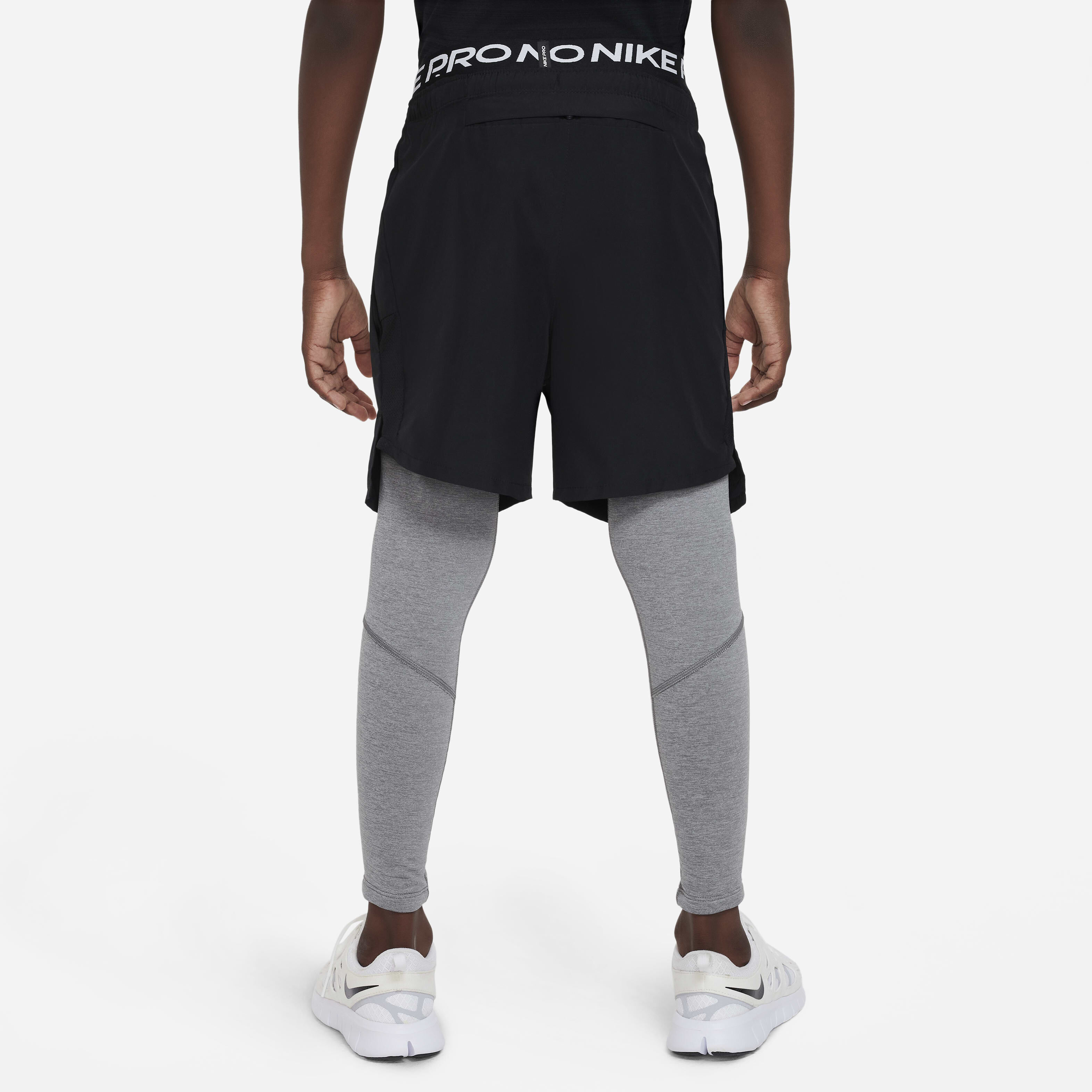 Buy Nike Pro Warm Dri FIT Older Kids Boys Tights Carbon Heather Smoke Grey White Nike UAE Official